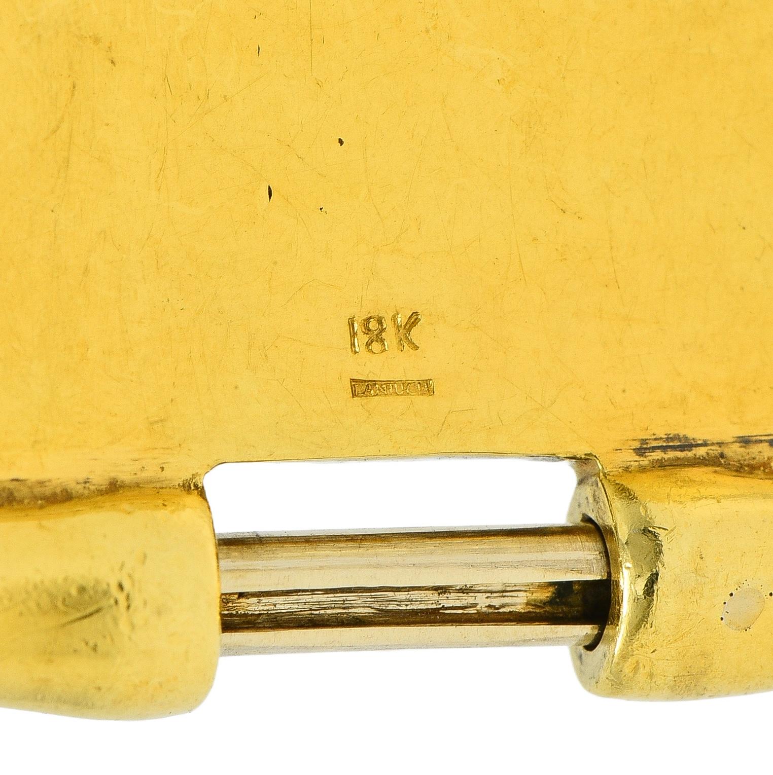 Paul Lantuch 18 Karat Yellow Gold Grotesque Mask Relief Panel Link Bracelet