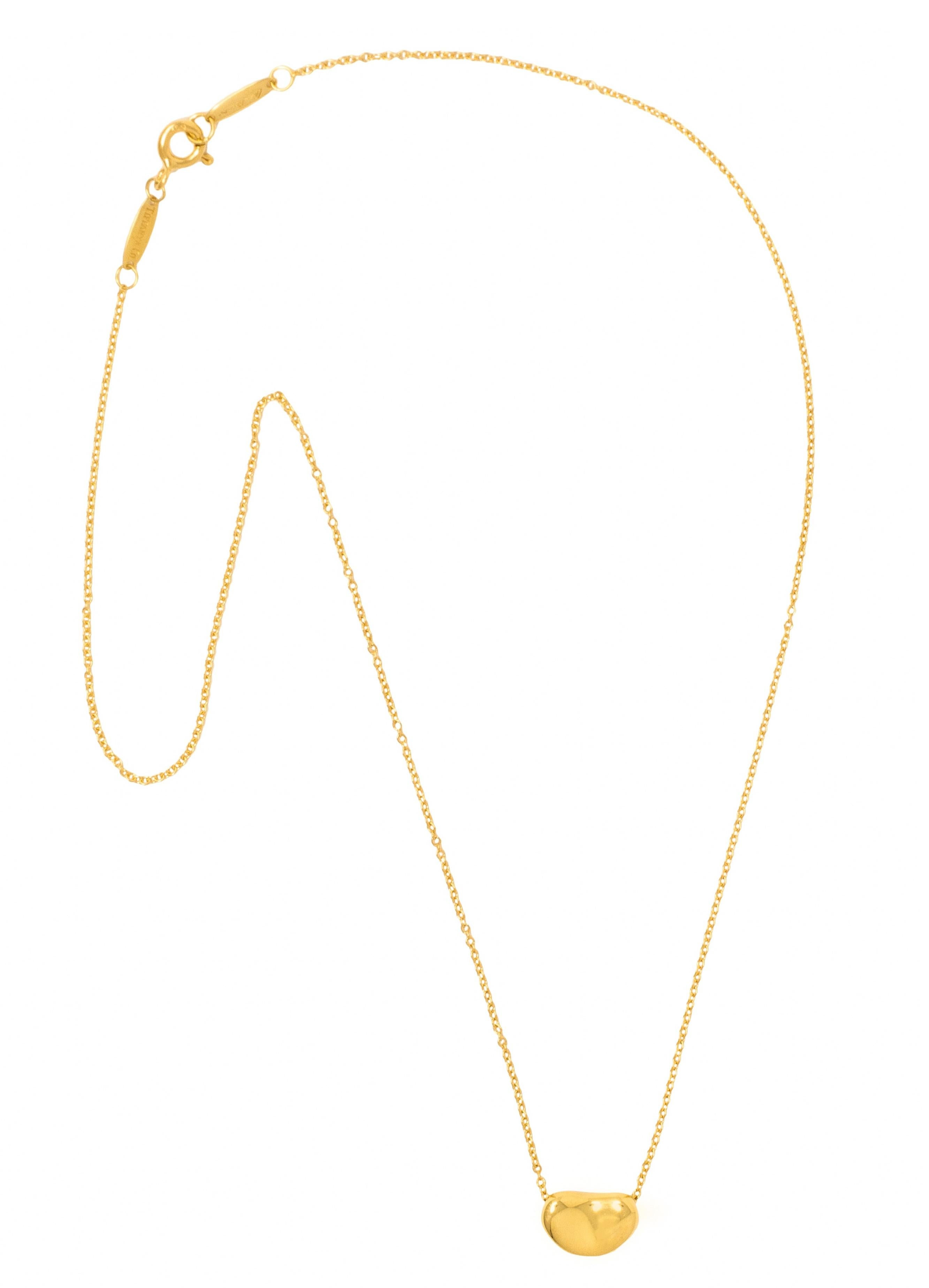 Elsa Peretti Tiffany & Co. 1990's 18 Karat Yellow Gold Bean Pendant Necklace