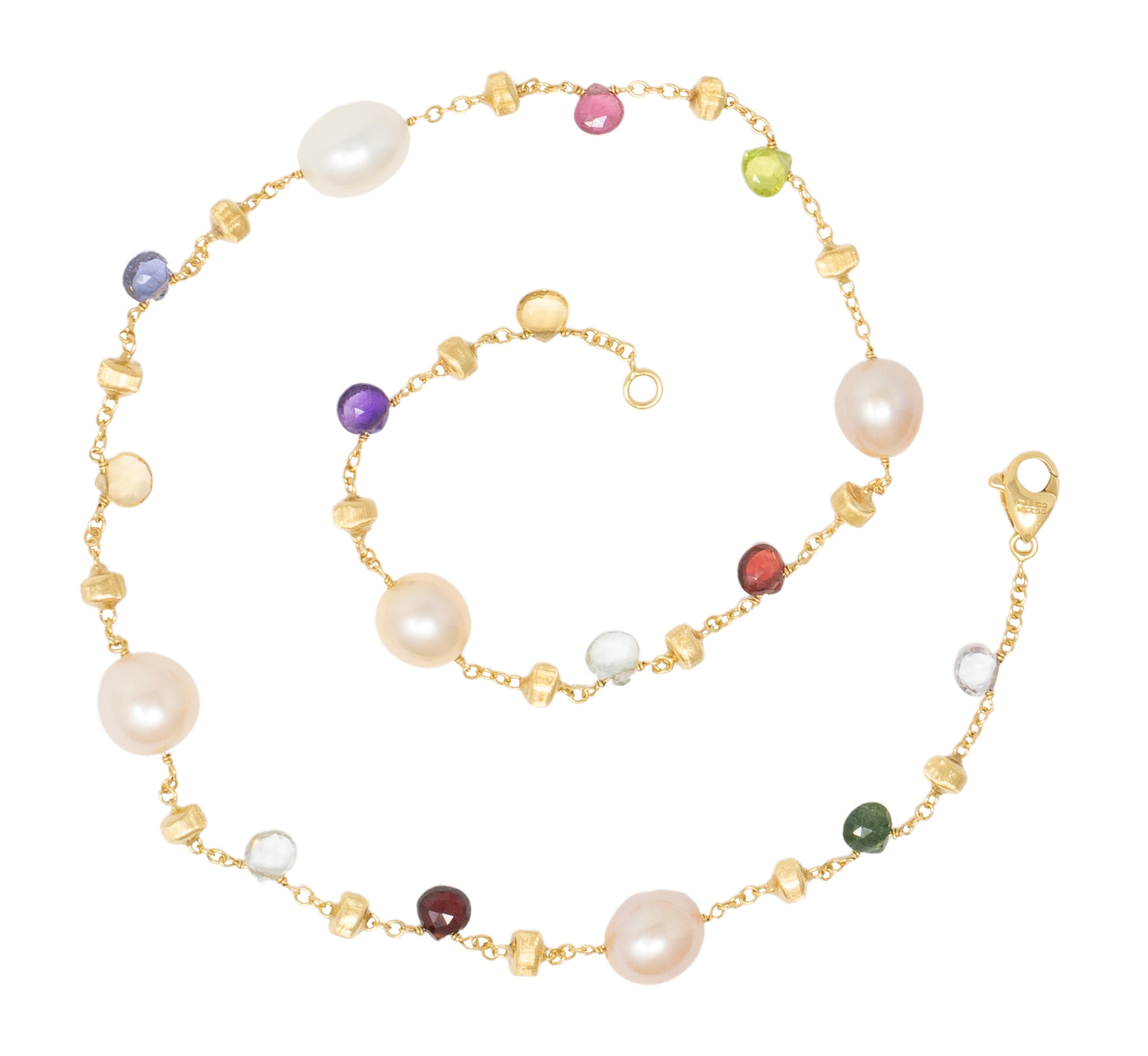 Marco Bicego Pearl Multi-Gem 18K Yellow Gold Confetti Beaded Confetti Necklace