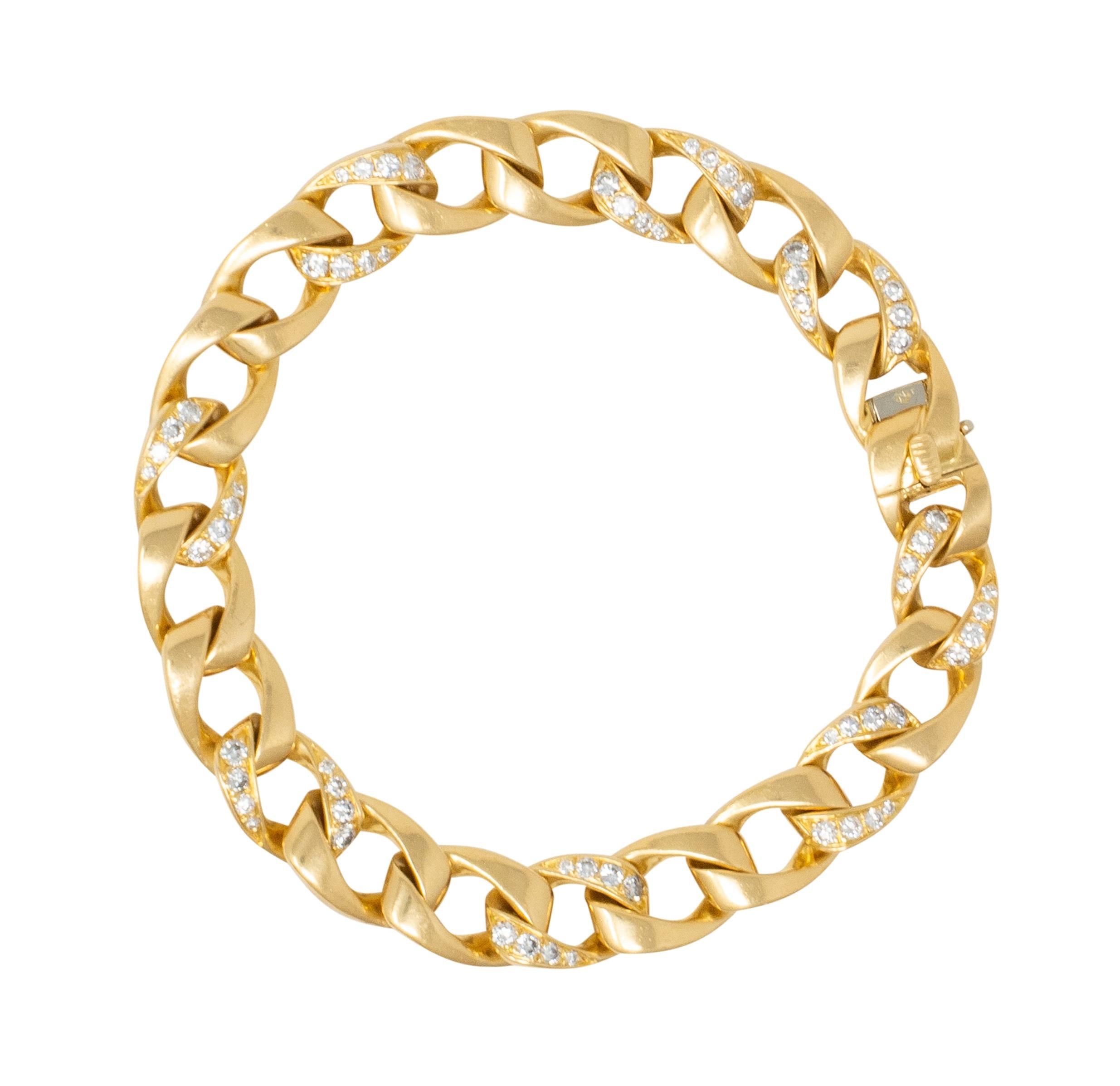 Cartier Paris Georges LEnfant Diamond 18K Gold Vintage Curb Link Unisex Bracelet