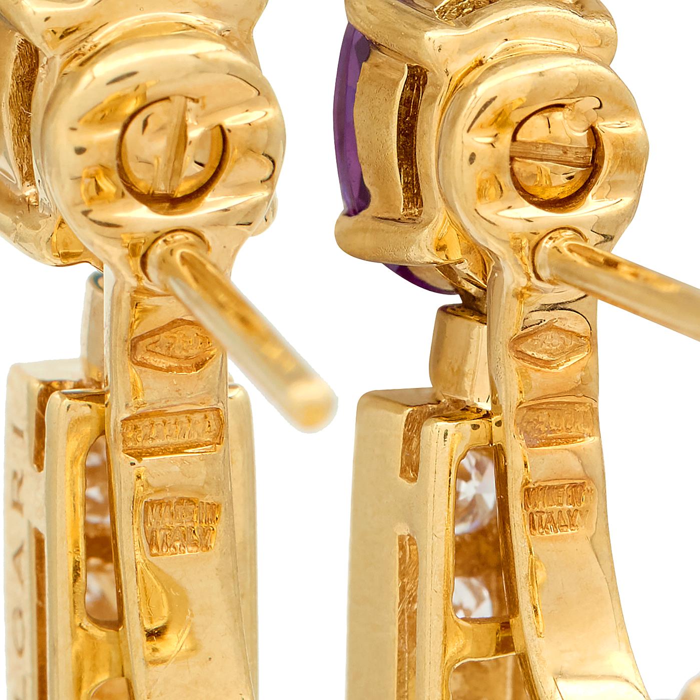 Bulgari Diamond Multi-Gem 18 Karat Yellow Gold Allegra Drop Earrings