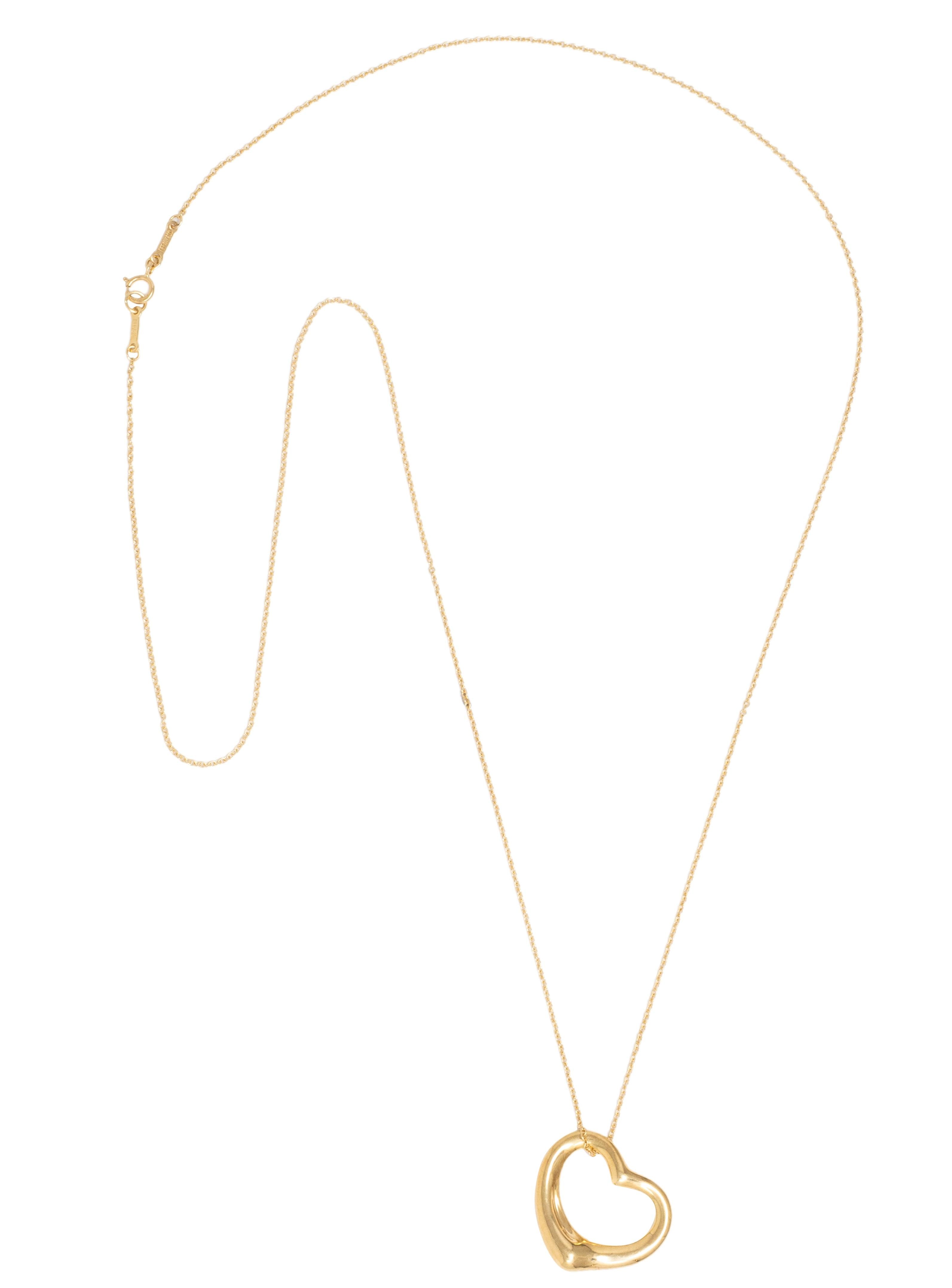 Tiffany & Co. Elsa Peretti 18 Karat Yellow Gold Open Heart Pendant Necklace