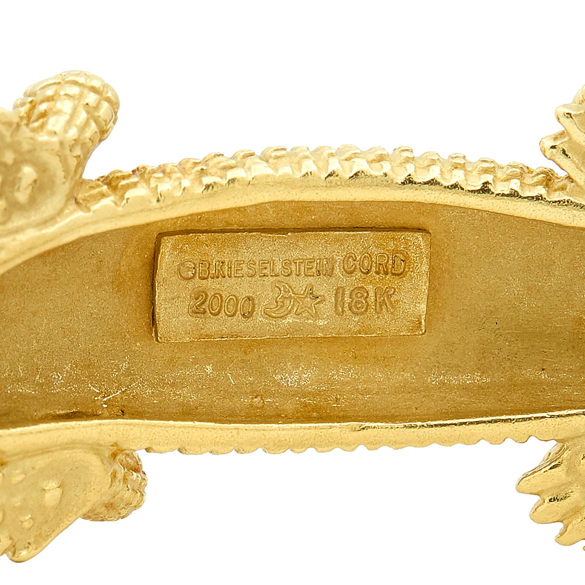 Kieselstein-Cord 2000 18 Karat Yellow Gold Alligator Bypass Cuff Bracelet