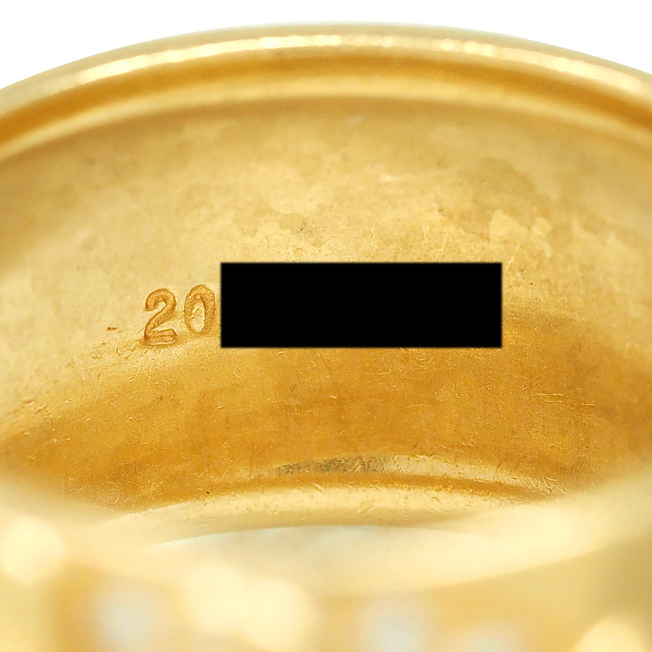 Jose Hess 1980's Diamond 18 Karat Yellow Gold Floral Vintage Wide Band Ring