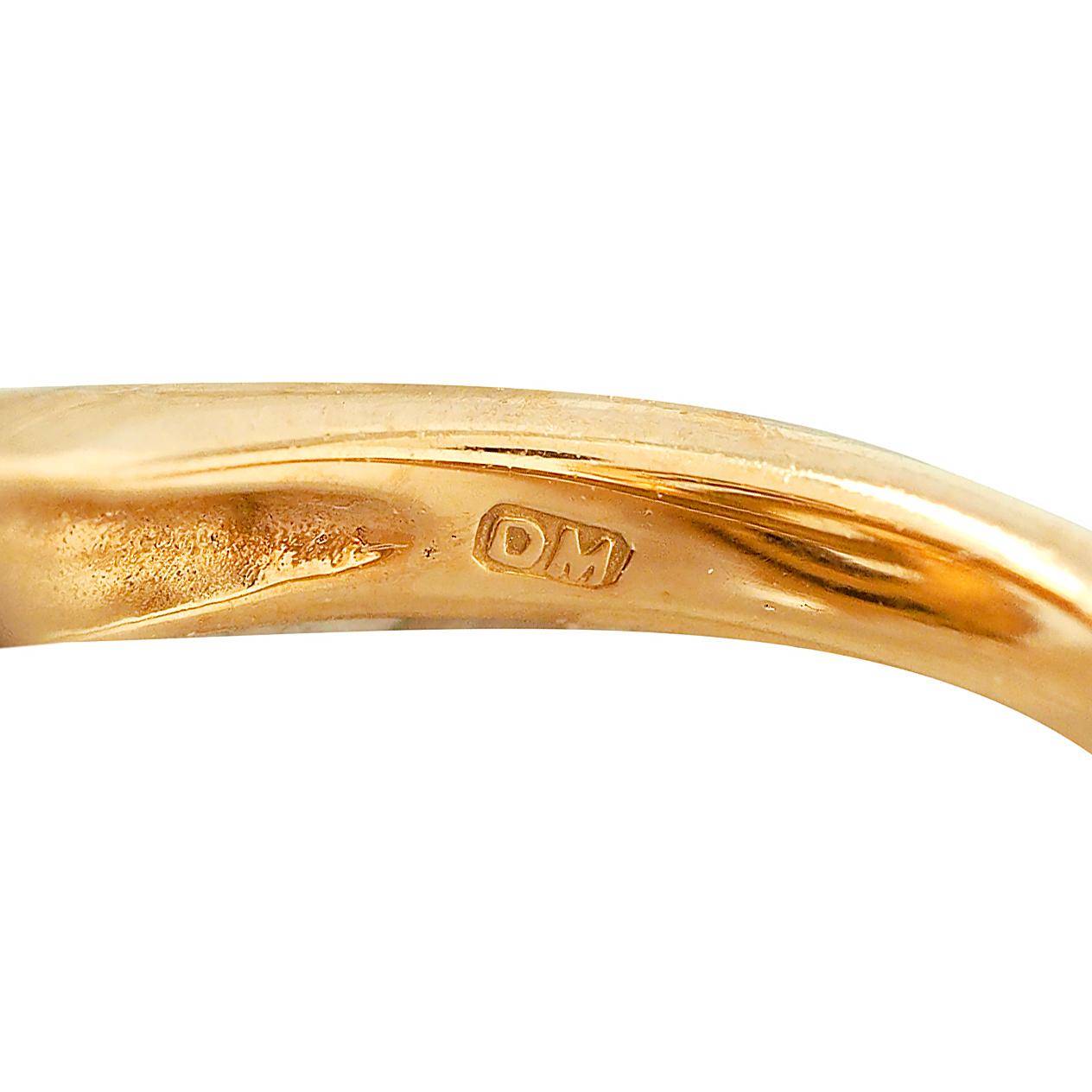 1973 French Diamond Tiger's Eye Quartz 18K Gold Interlocking Vintage Bypass Ring