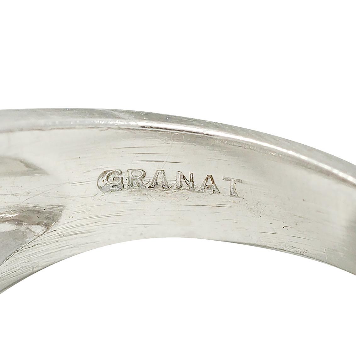 Granat Mid-Century 1.55 CTW Diamond Platinum Vintage Three Row Band Ring