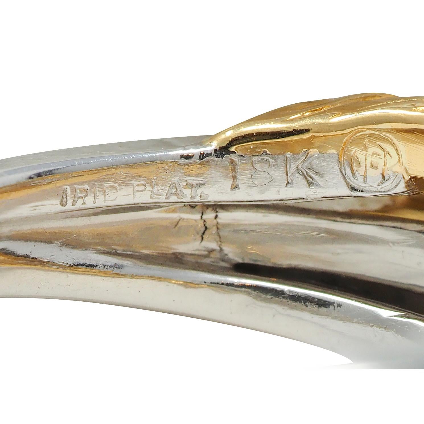 McTeigue & Co. 1950's Diamond Platinum 18 Karat Gold Vintage Feather Band Ring