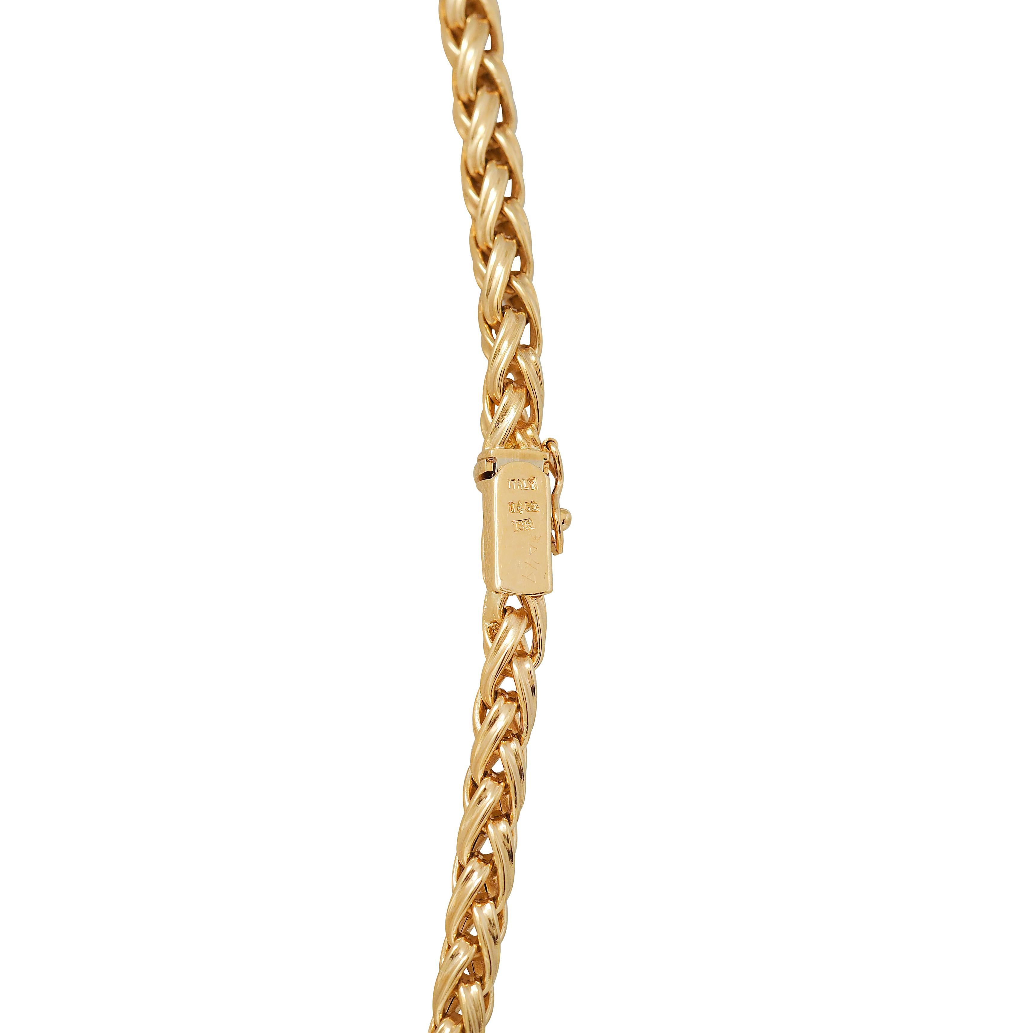 Tiffany & Co. 1990's 18K Gold Russian Weave Vintage 32 Inch Long Chain Necklace