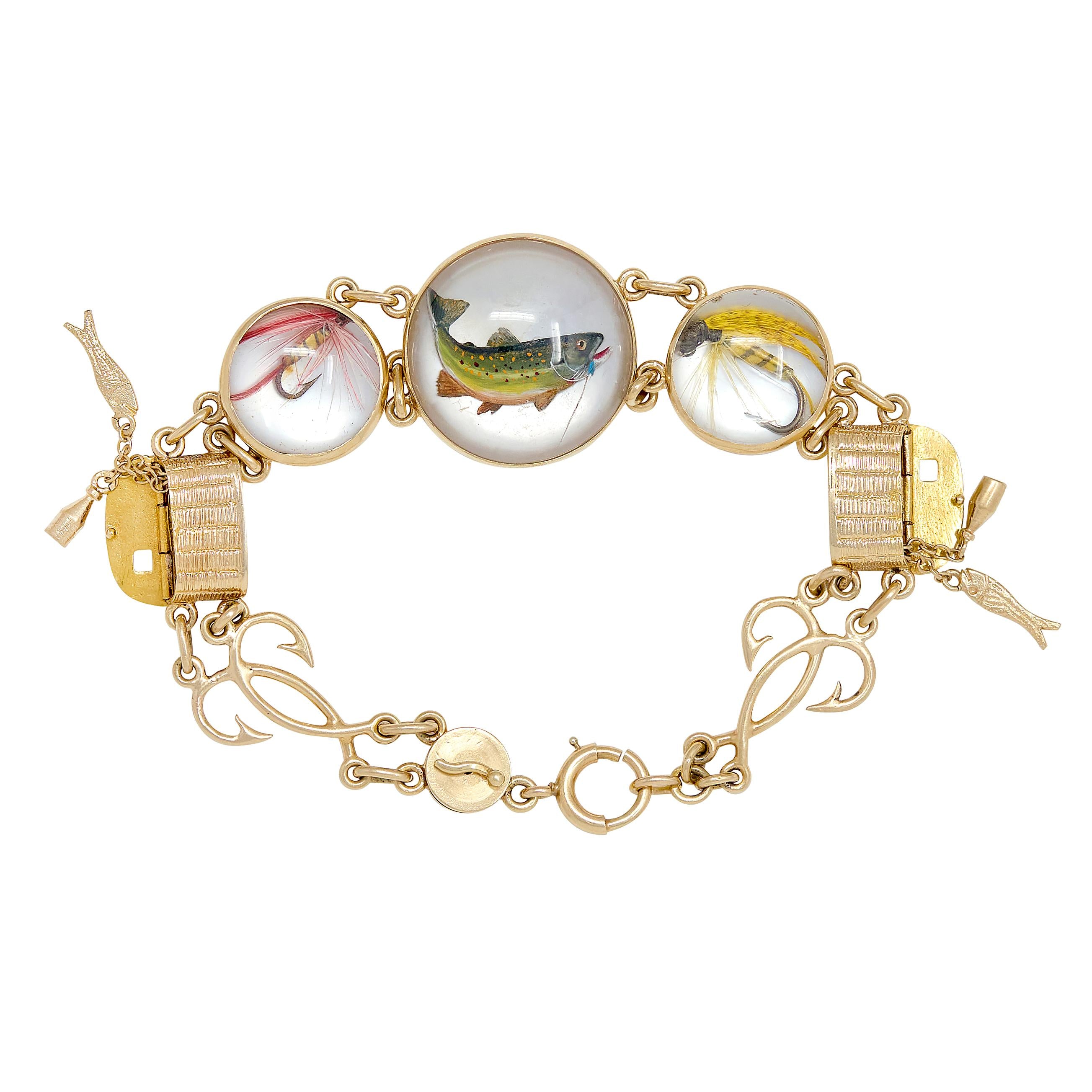 Edwardian Essex Crystal Quartz 14K Gold Antique Fishing Basket Bracelet