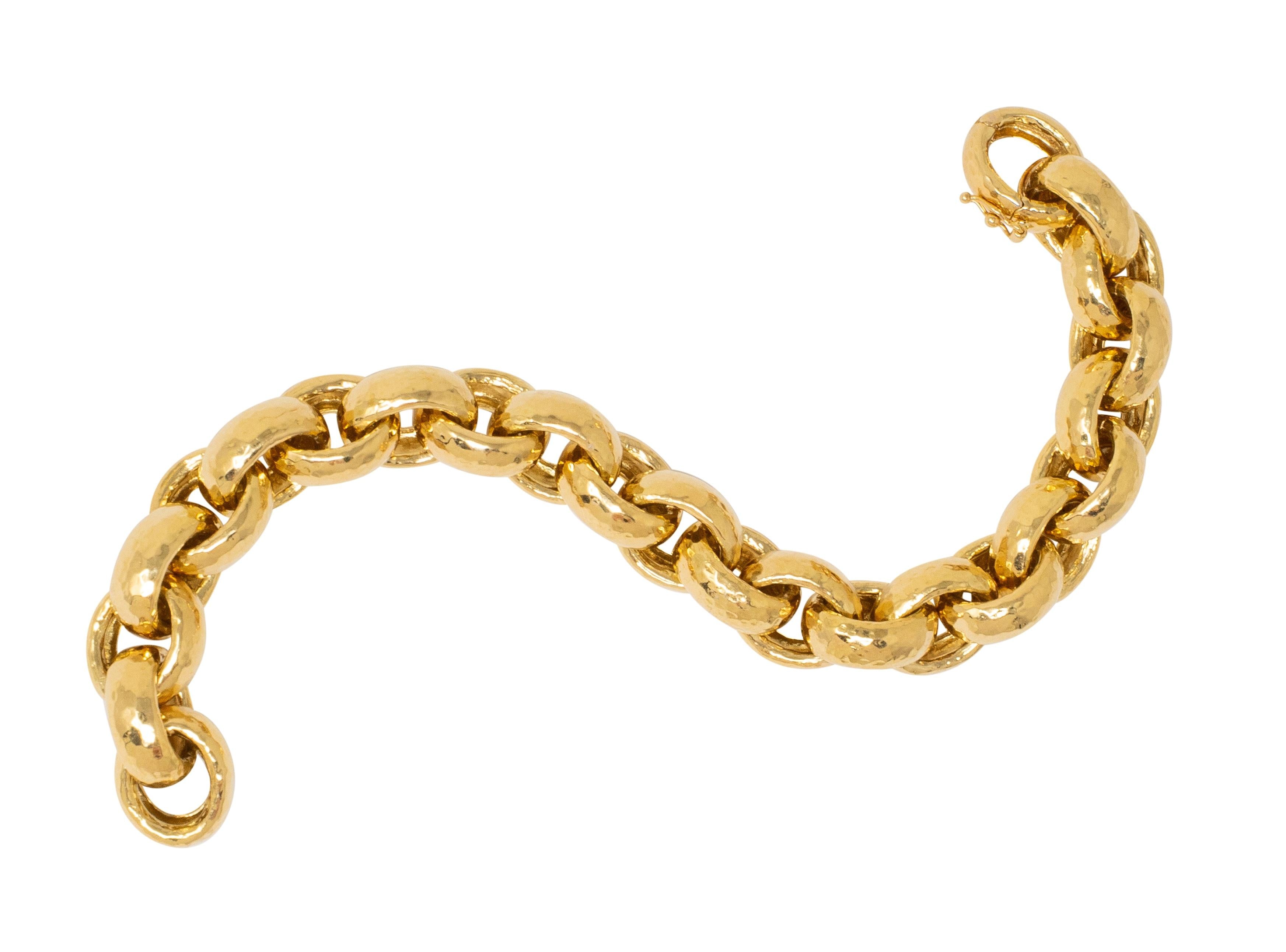 Valentin Magro 1990's 18 Karat Yellow Gold Vintage Hammered Rollo Link Bracelet