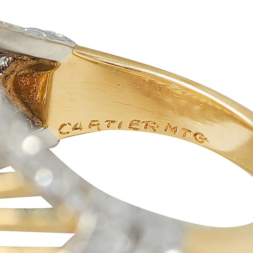 Cartier Retro 5.30 CTW Peridot Diamond Platinum 18K Gold Vintage Domed Ring