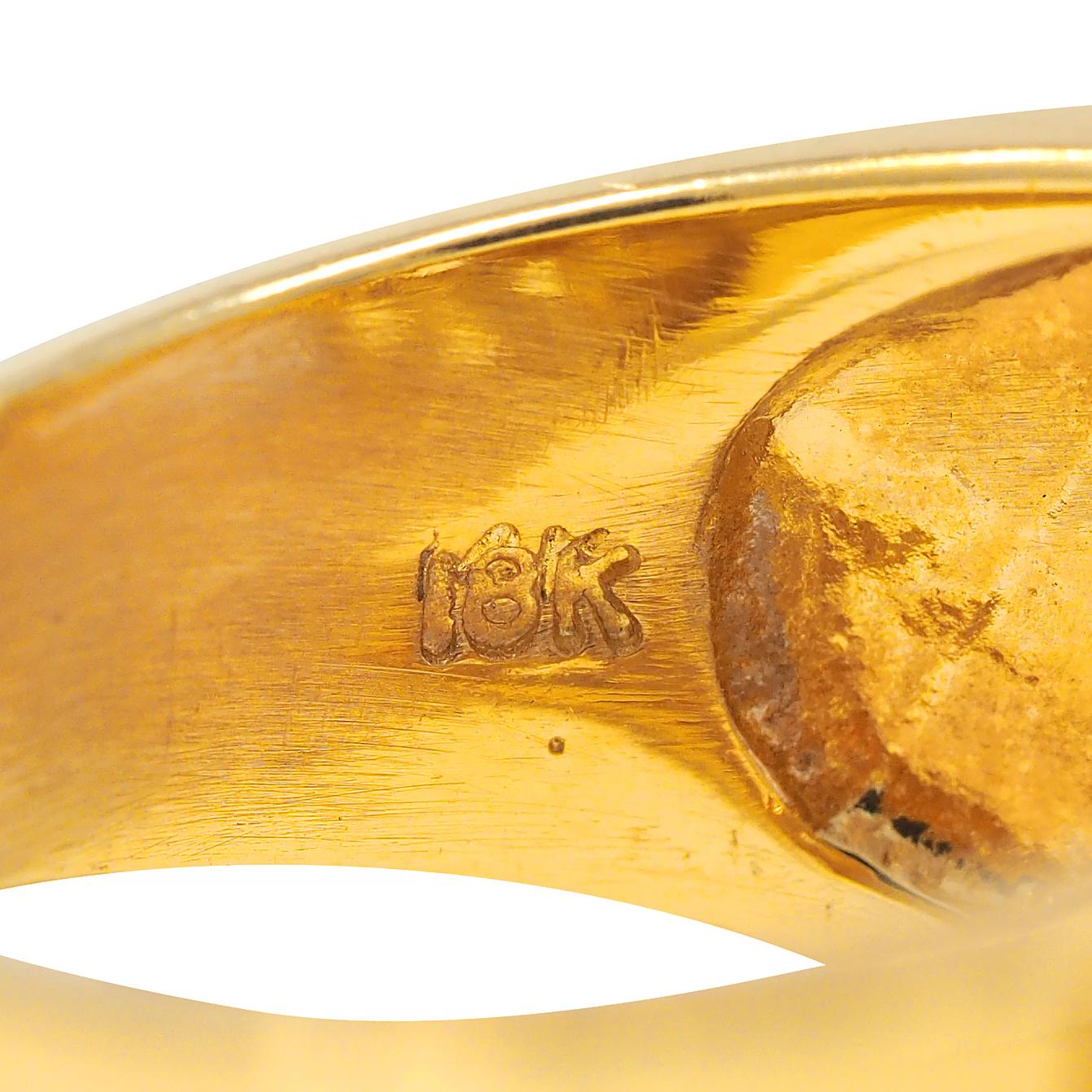 Vintage 5.55 CTW Purple Pink Spinel Diamond 18 Karat Yellow Gold Wide Band Ring