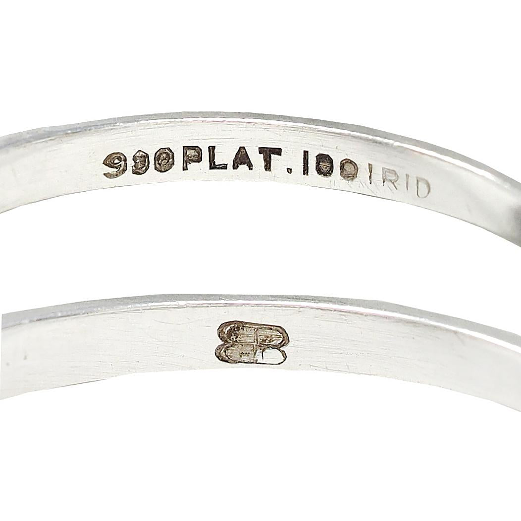 Retro 0.55 CTW Diamond 18 Karat White Gold Vintage Engagement Ring