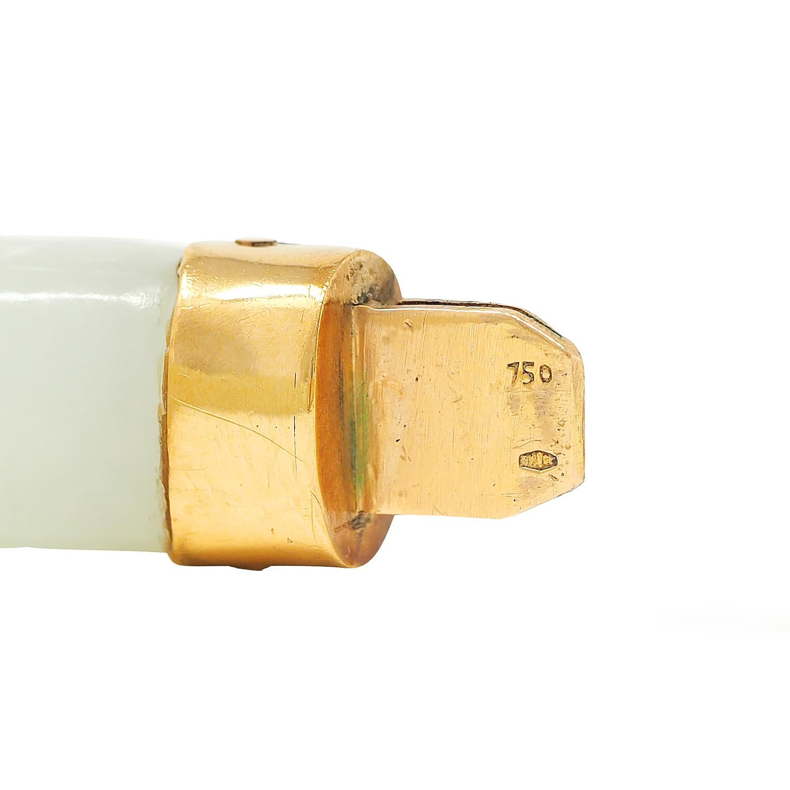 Vintage Jade Blue Enamel 18 Karat Yellow Gold Two Dragons Cuff Bracelet