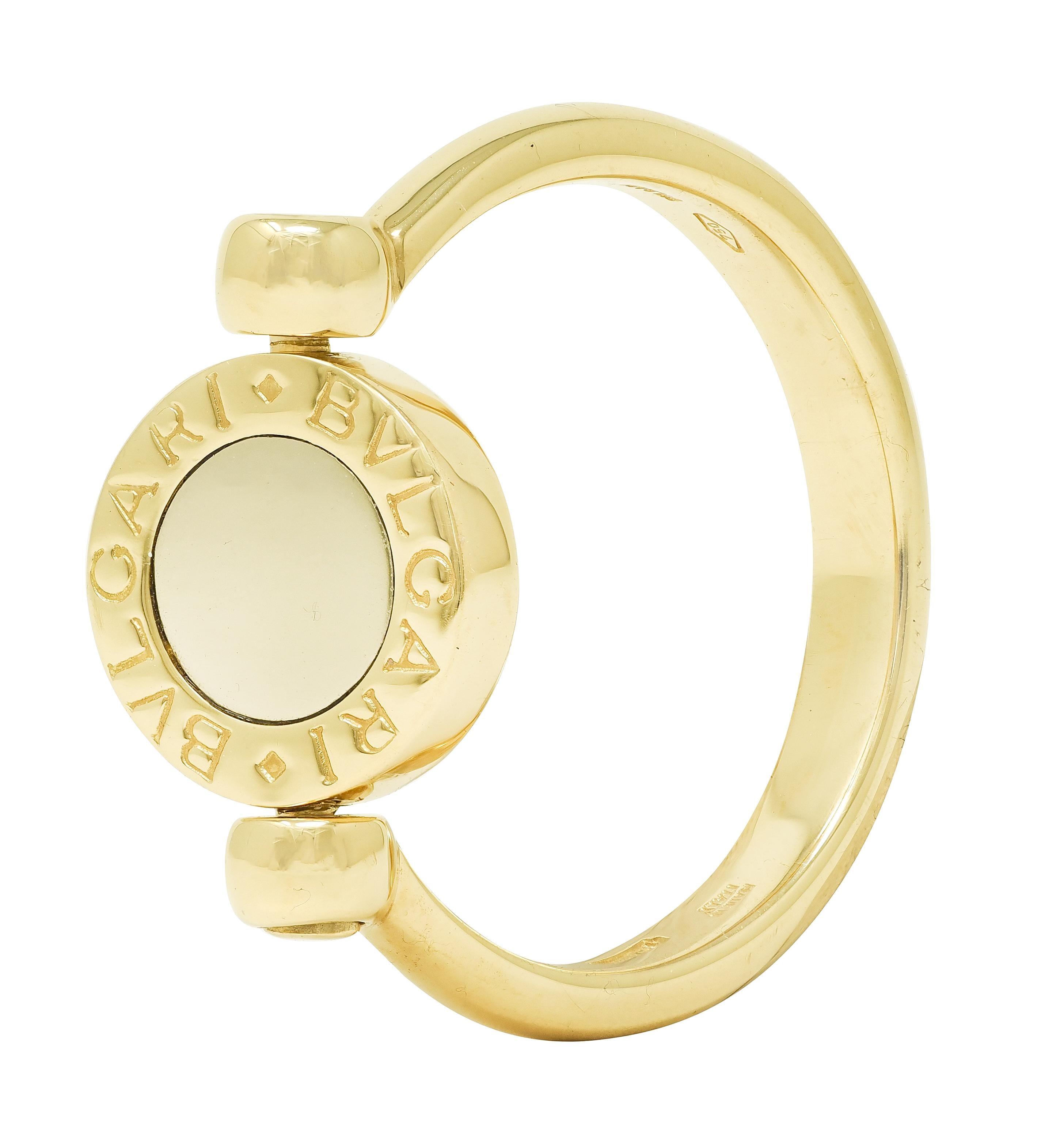Bulgari Contemporary Diamond 18 Karat Two-Tone Gold Flip Signet Ring