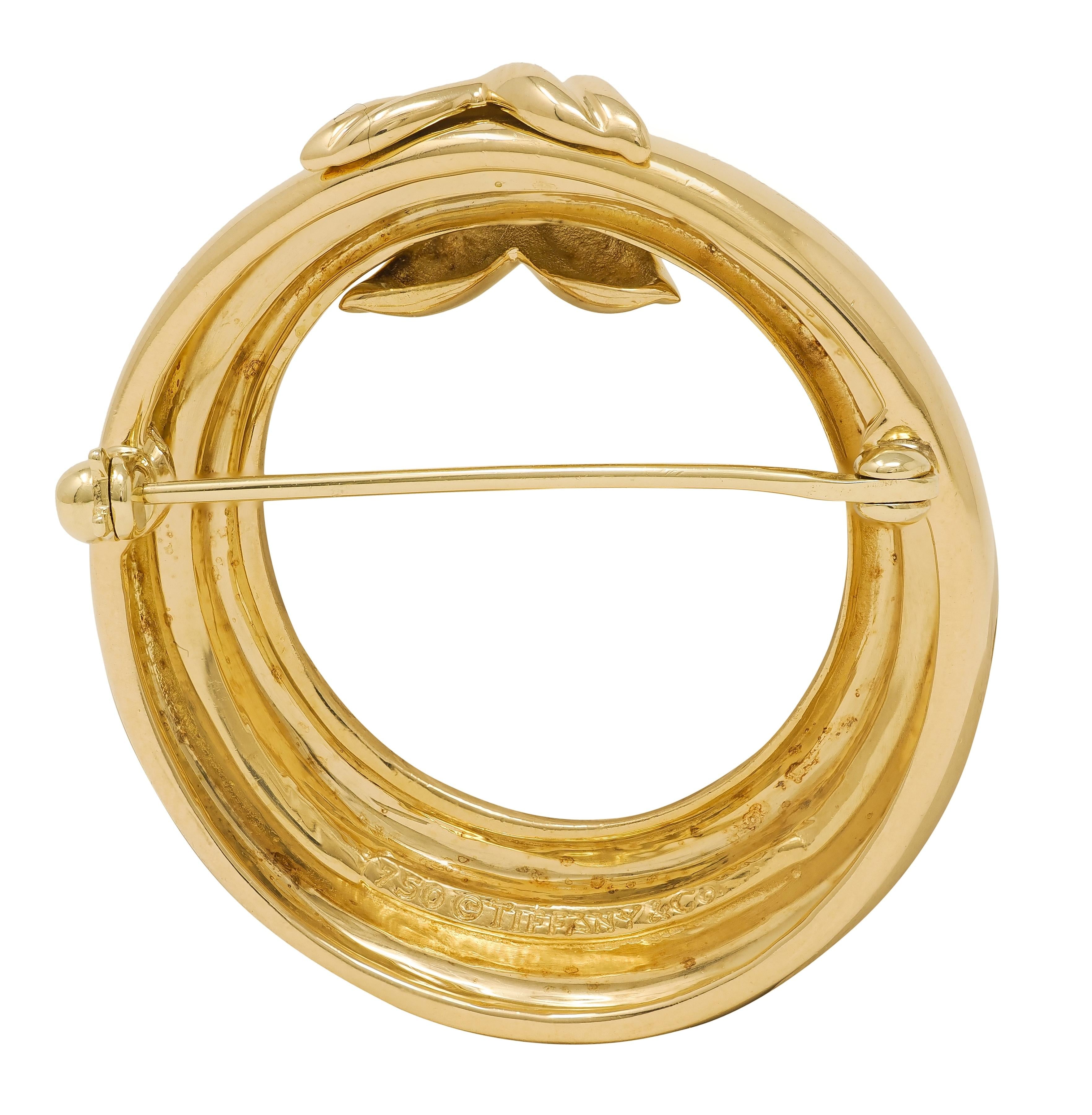 Tiffany & Co. 1990's 18 Karat Yellow Gold Vintage Knotted Circle Brooch