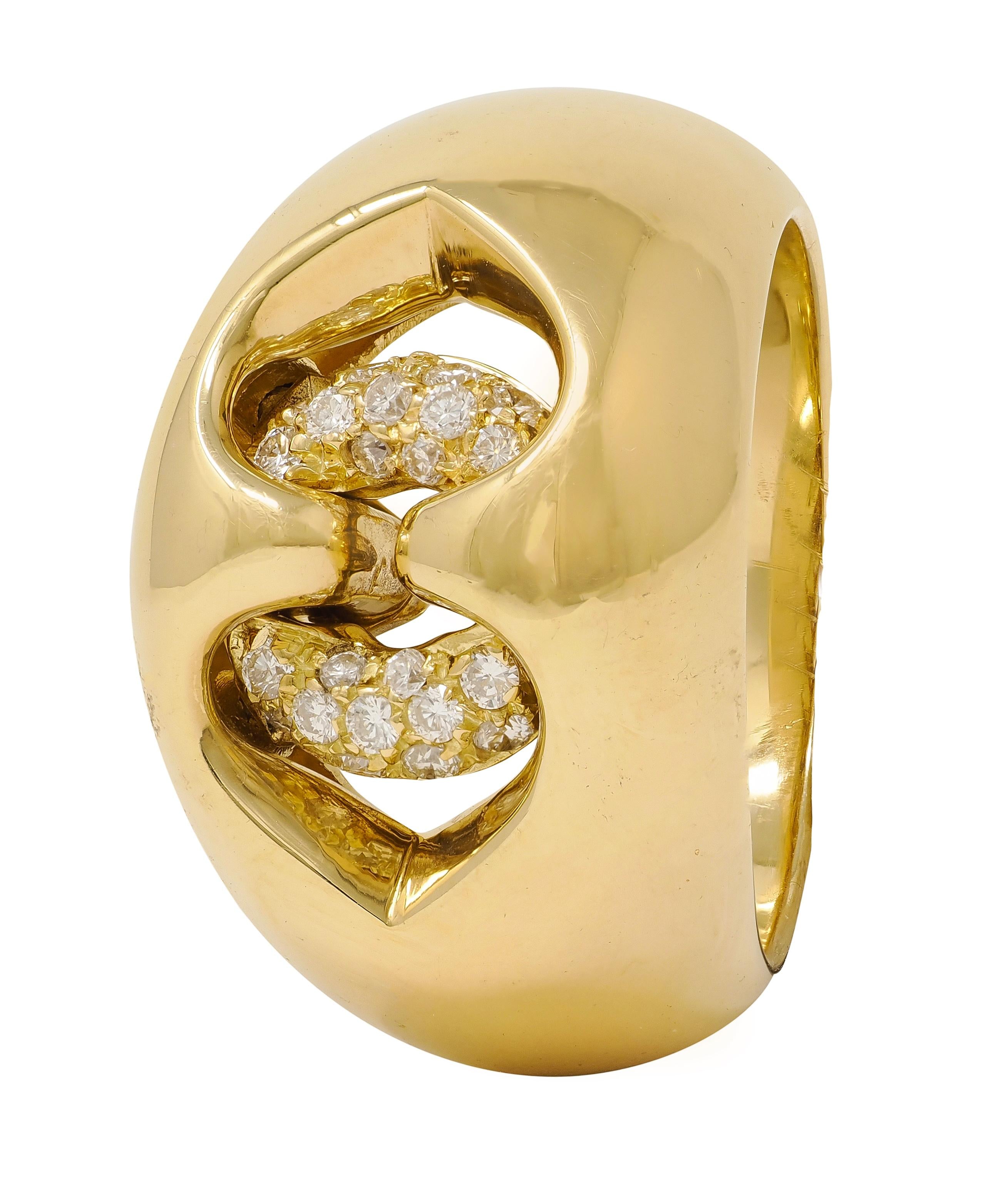 Bulgari Contemporary Diamond 18 Karat Yellow Gold Domed Abbraccio Ring