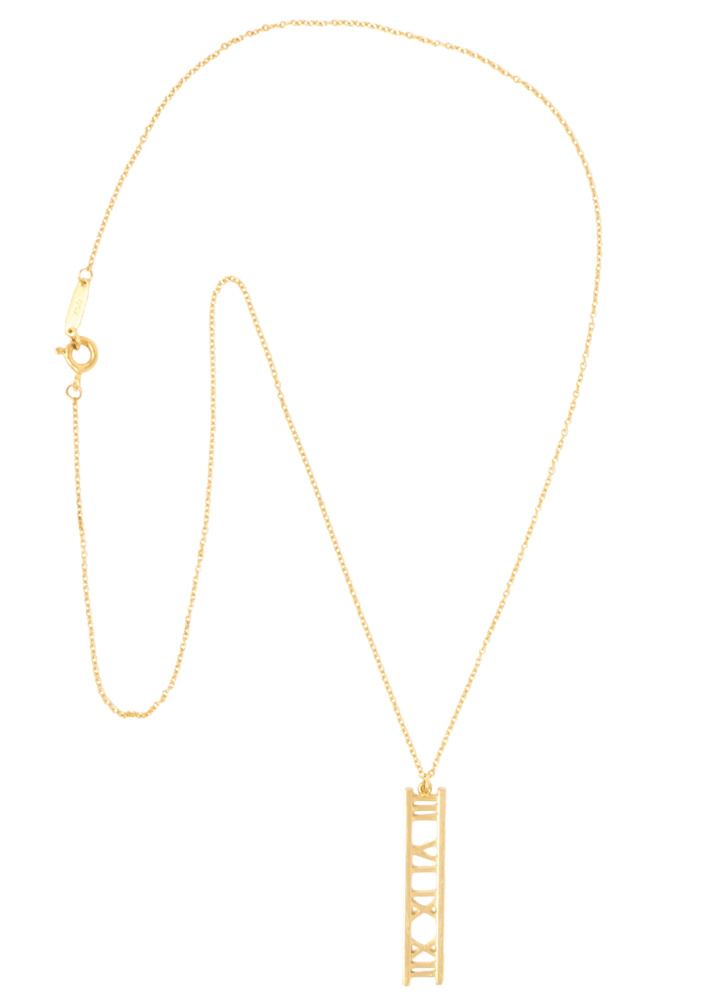 Tiffany & Co. Contemporary 18 Karat Yellow Gold Atlas Bar Pendant Necklace