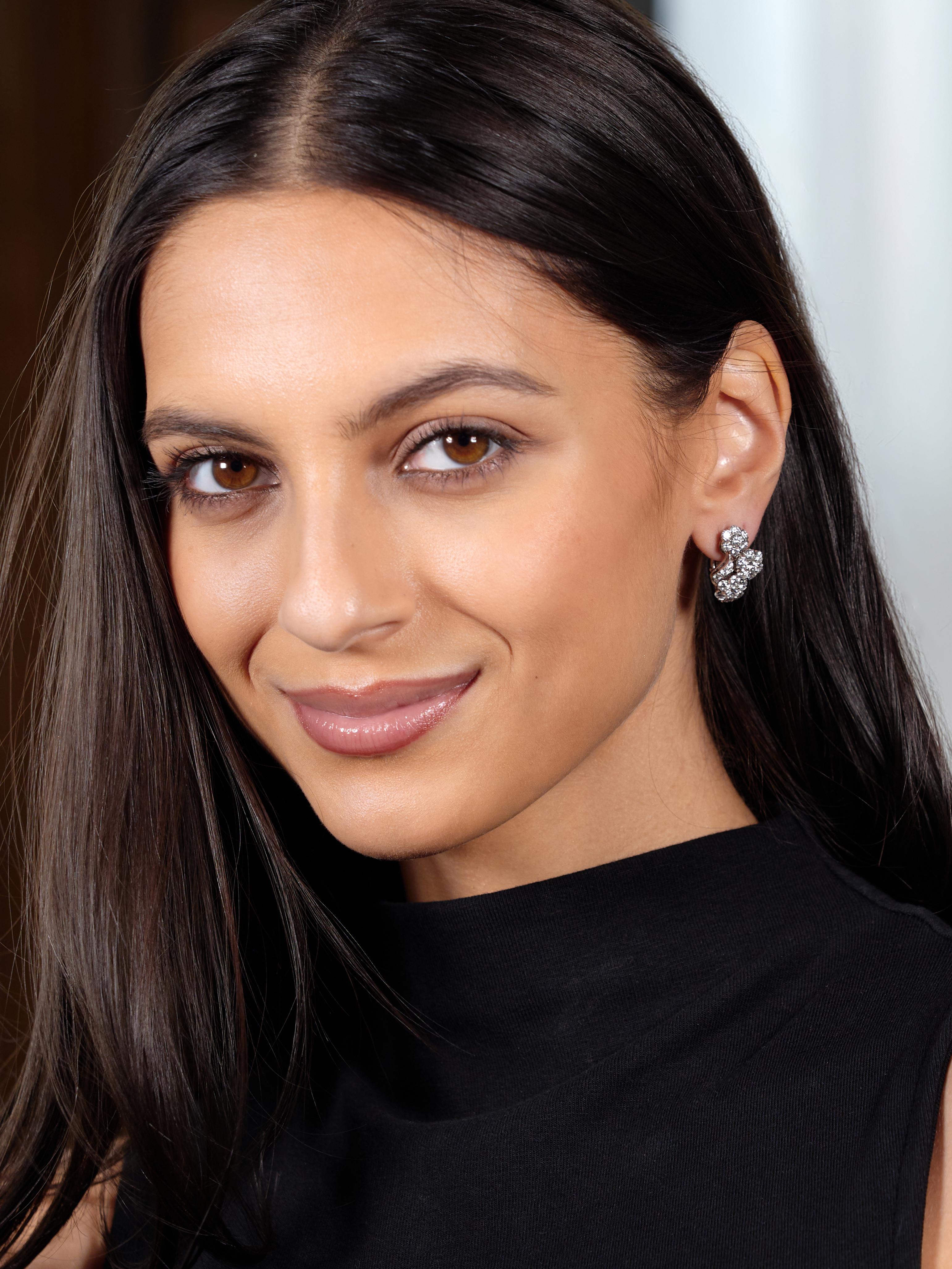 Van Cleef & Arpels 2000s Diamond Platinum Snowflake Cluster Ear-Clip Earrings