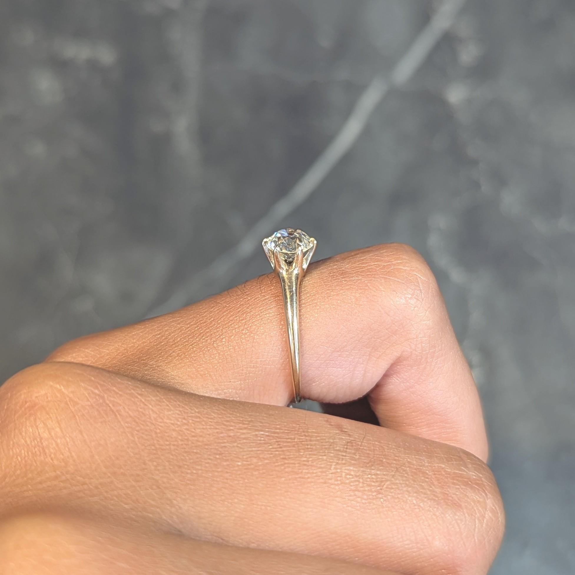 1.00 CTW Old European Antique Diamond 14K Yellow Gold Solitaire Engagement Ring