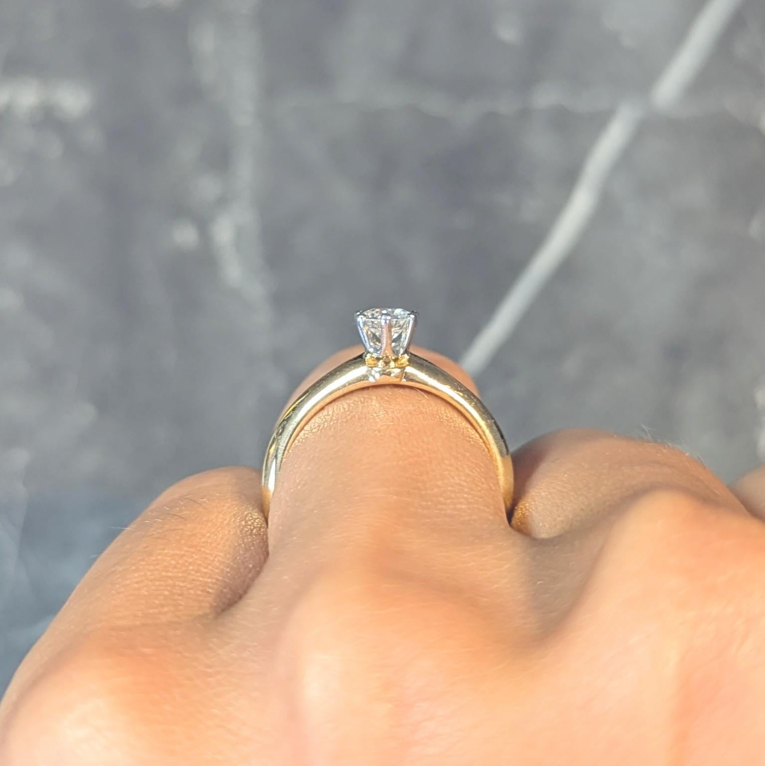 Tiffany & Co. Diamond Platinum 18K Yellow Gold Vintage Solitaire Engagement Ring