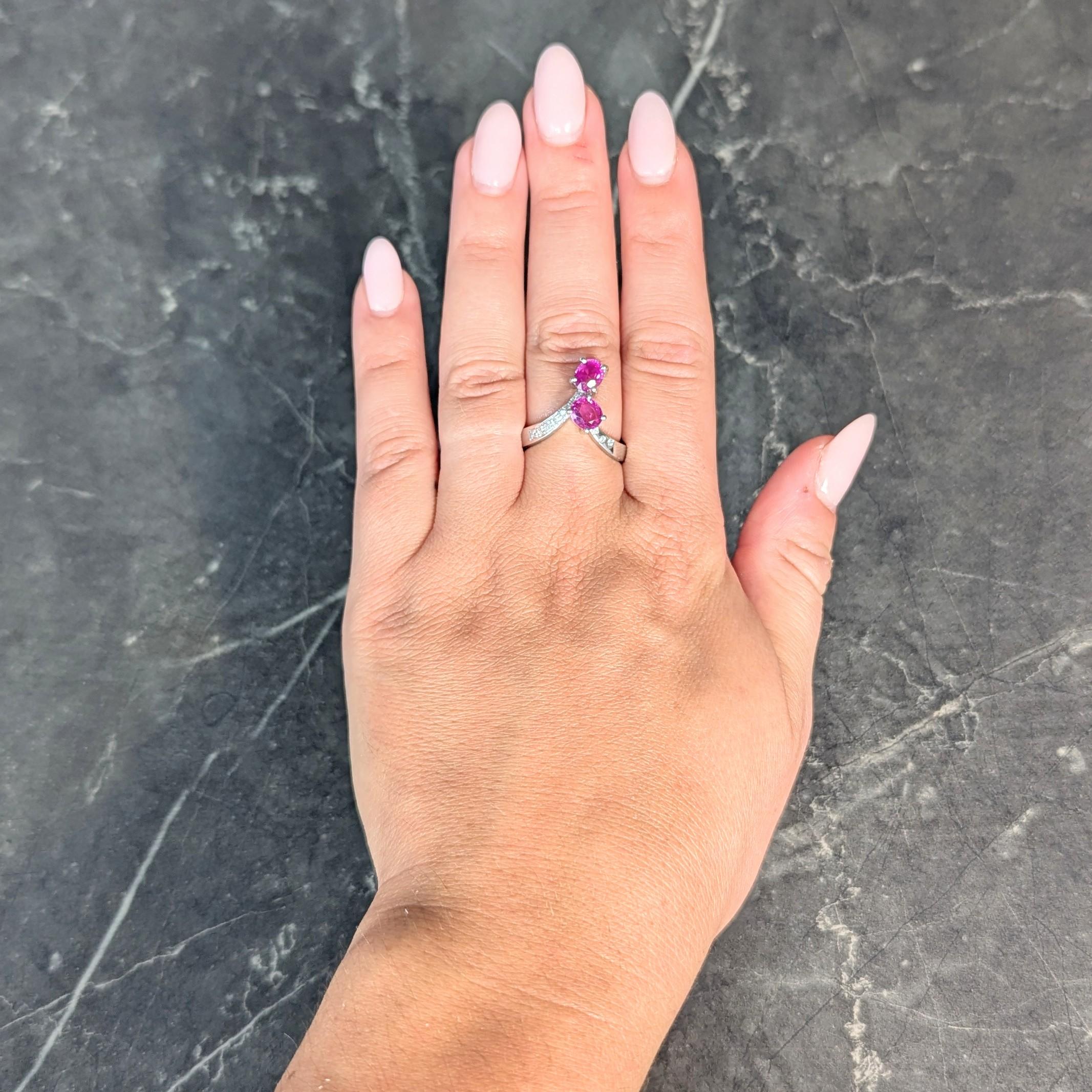 Contemporary 1.85 CTW Madagascar Pink Sapphire Diamond 18K Gold Bypass Ring GIA