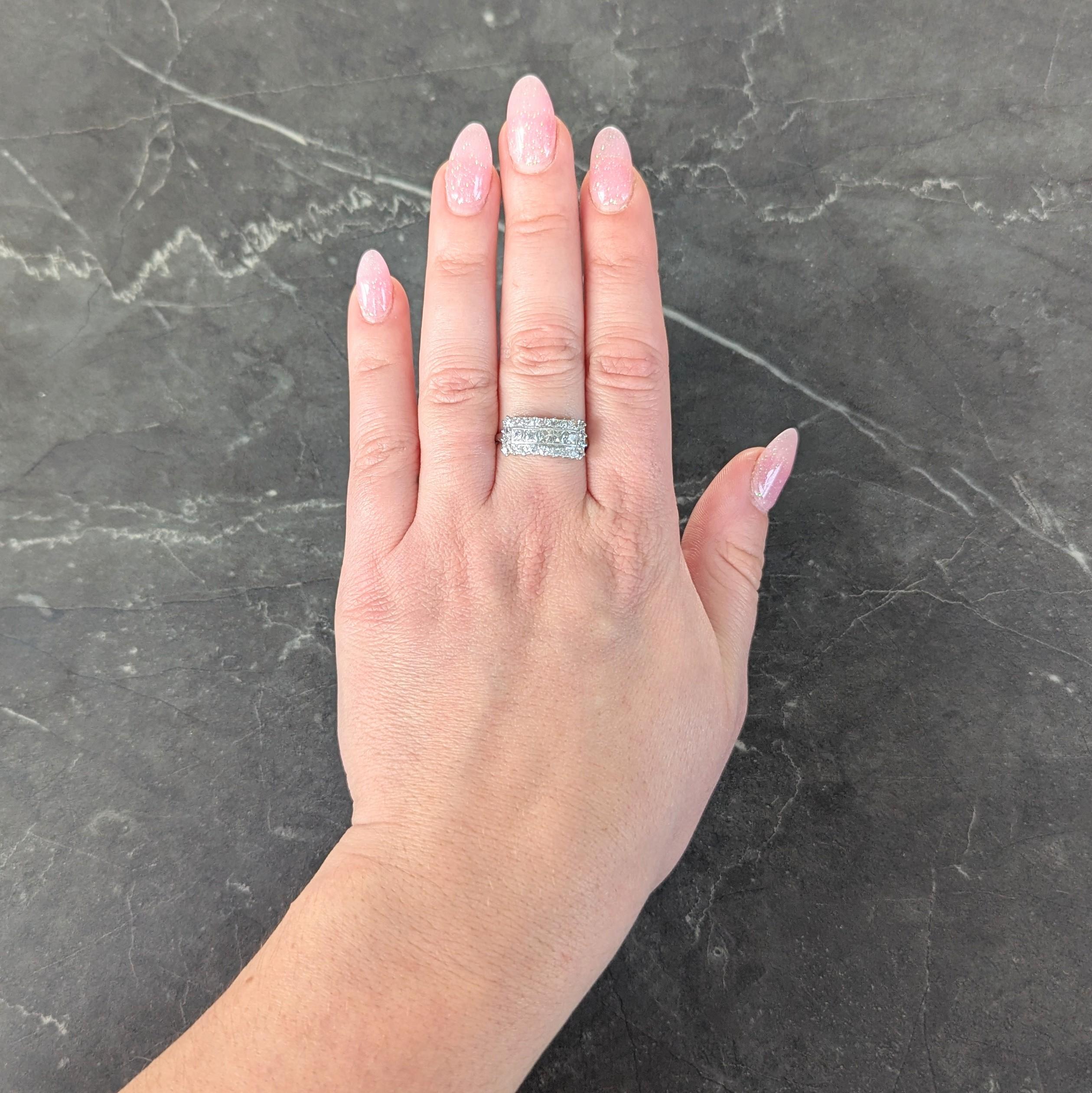 Mid-Century 1.41 CTW French Cut Diamond Platinum Vintage Band Ring