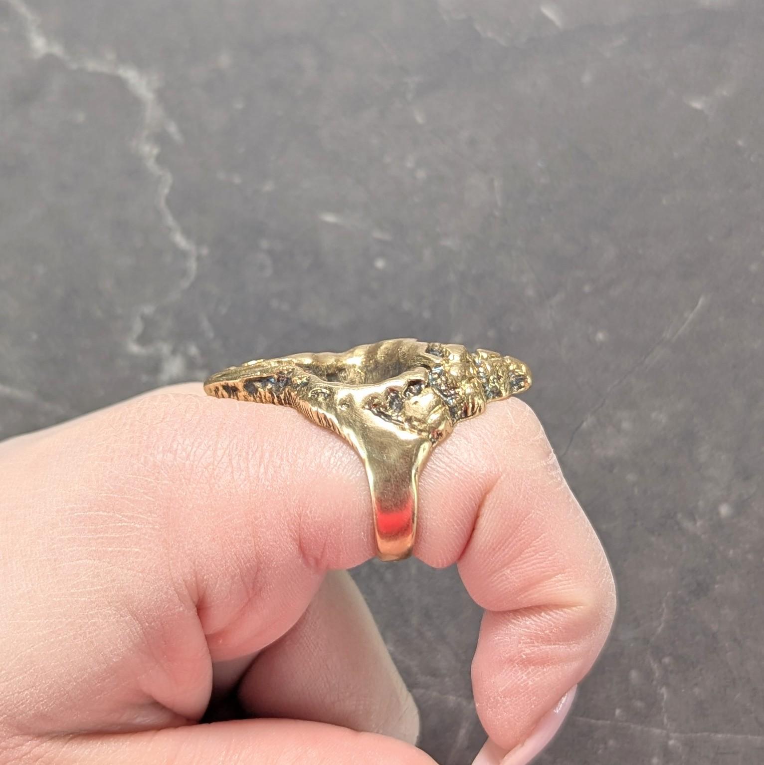 Ilias LaLaounis 1970's 18 Karat Yellow Gold Vintage Conch Seashell Ring