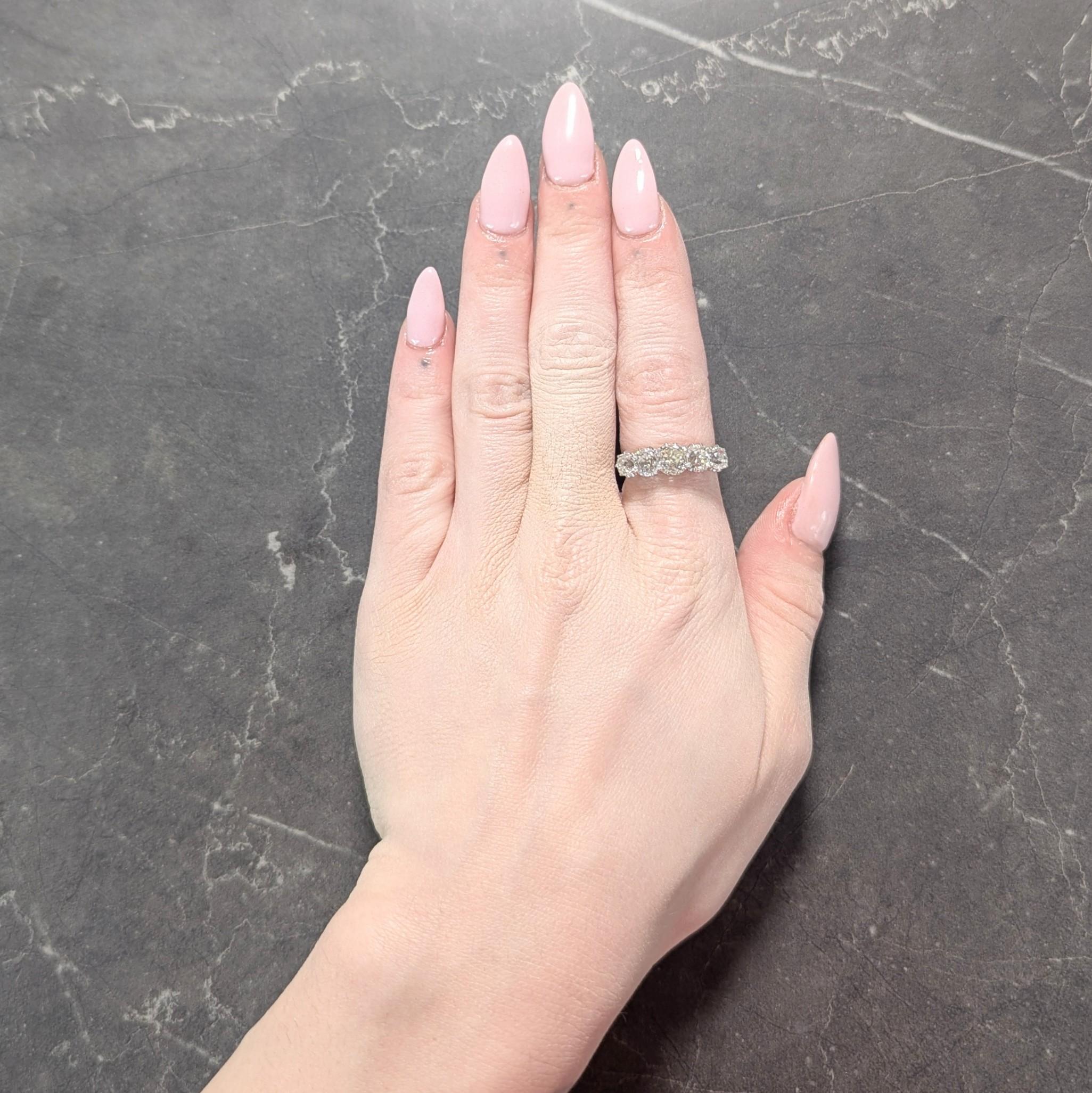 Edwardian 3.10 CTW Old Mine Cut Diamond Platinum Antique Band Ring