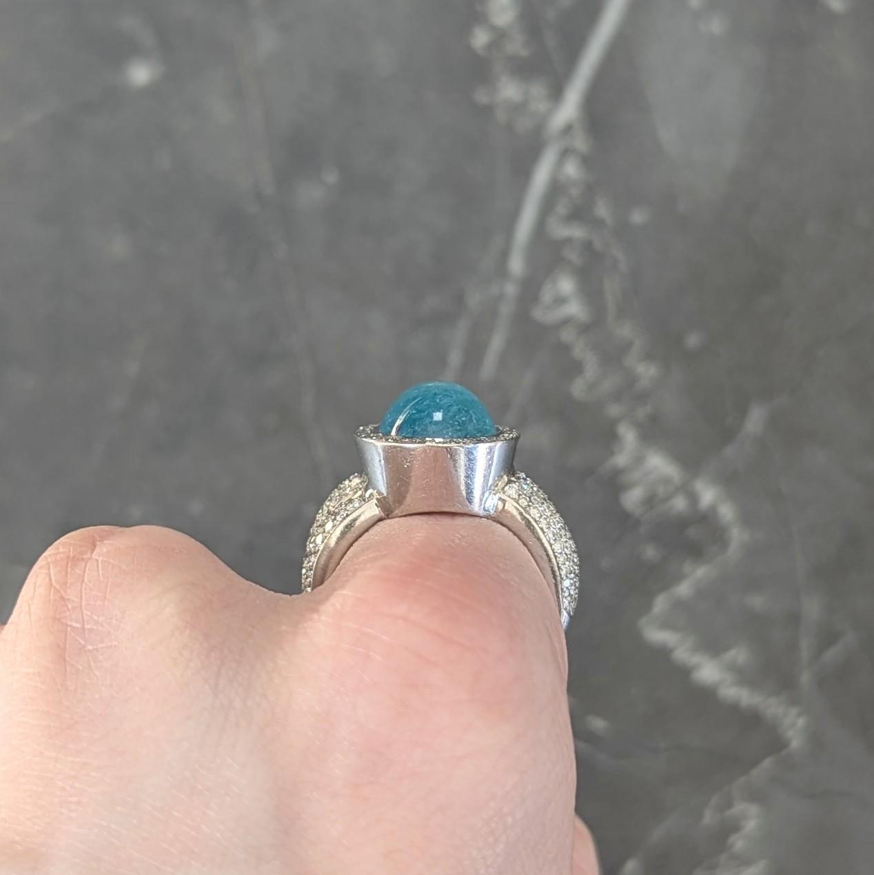 Vintage Paraiba Tourmaline Diamond 14 Karat White Gold Halo Ring GIA