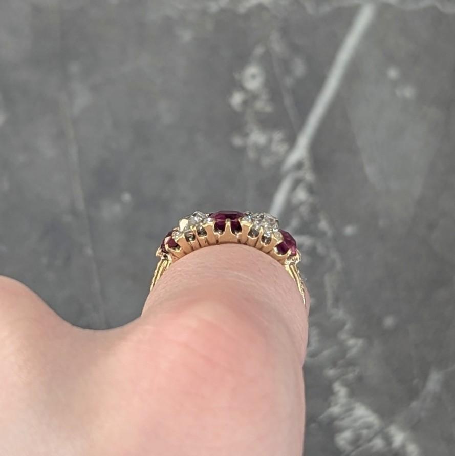 Victorian 2.02 CTW No Heat Burma Ruby Old Mine Cut Diamond 18K Gold Ring GIA