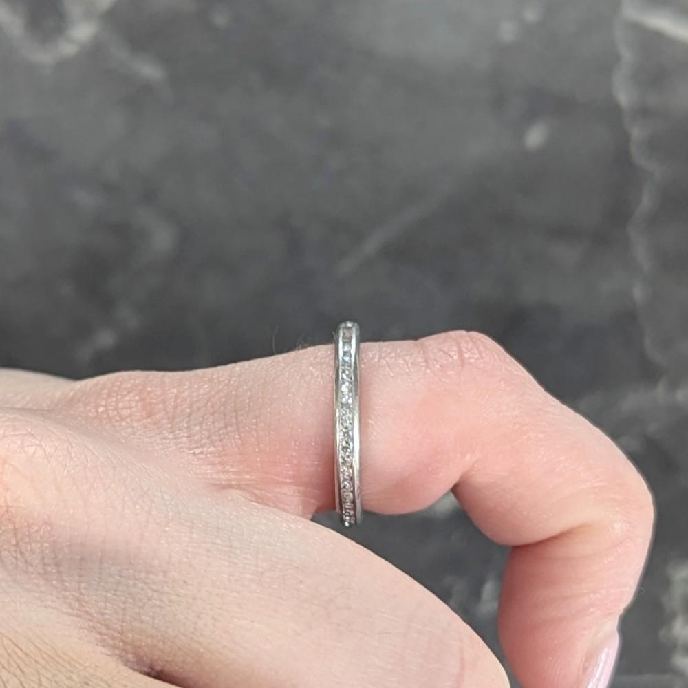J.E. Caldwell Art Deco Diamond Platinum Vintage Eternity Wedding Band Ring