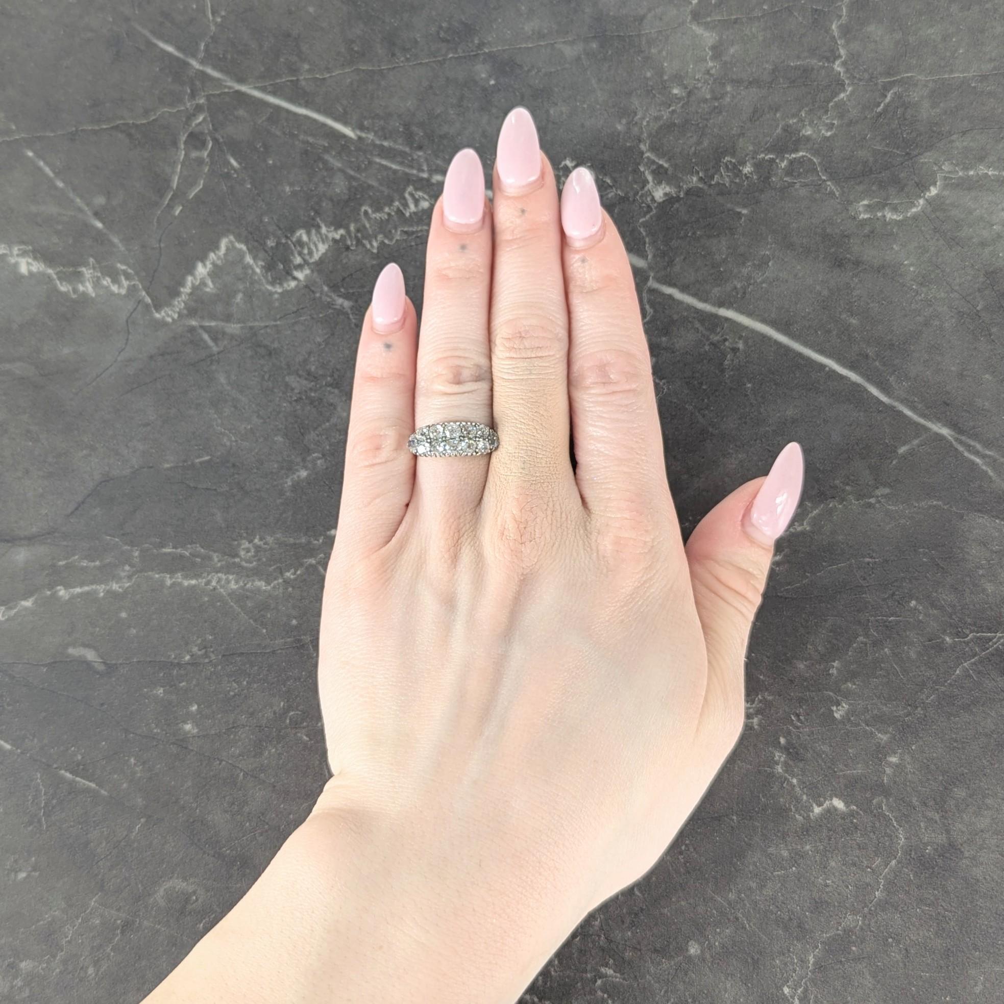 Victorian 1.80 CTW Old Mine Diamond Silver 18K Gold Antique Double Row Band Ring