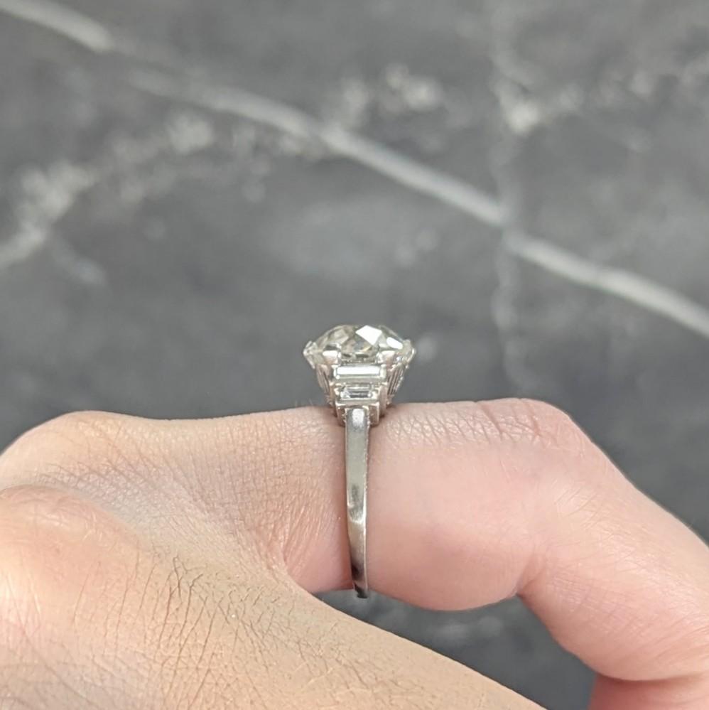 Early Retro 1943 3.92 CTW Diamond Platinum Vintage Engagement Ring GIA