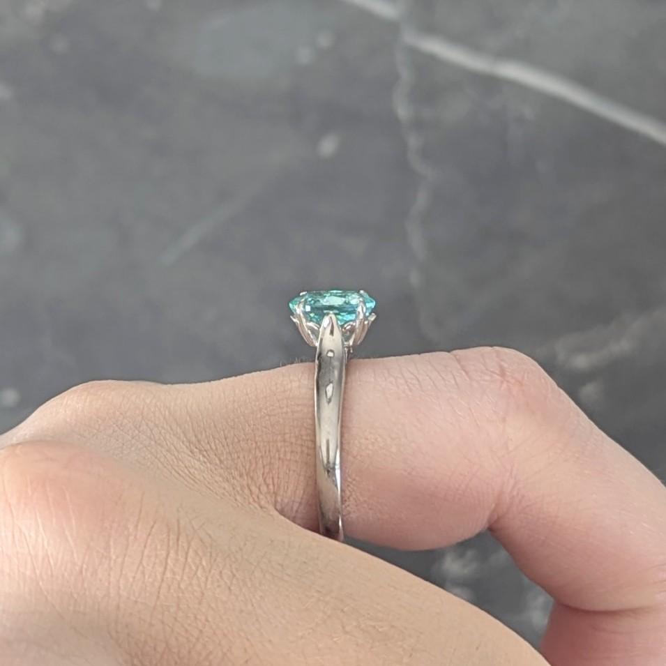 Paraiba Tourmaline 18 Karat White Gold Solitaire Gemstone Ring GIA