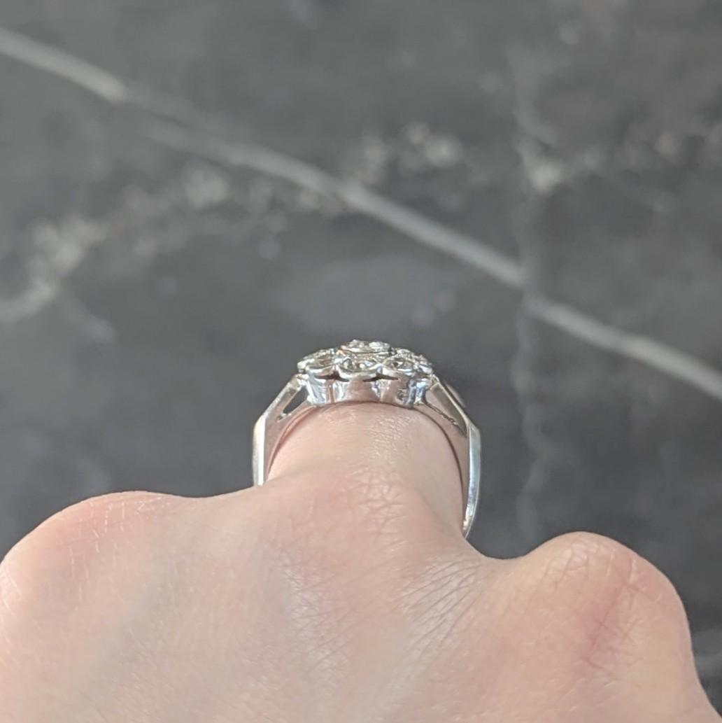 Art Deco 1.02 CTW Old European Diamond Platinum Vintage Cluster Engagement Ring