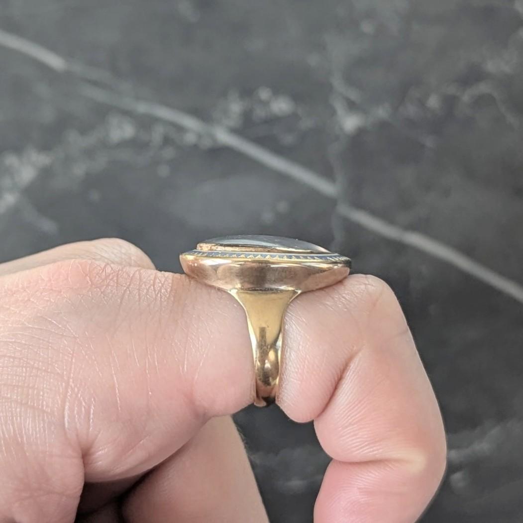 Georgian Enamel 14 Karat Yellow Gold Painted Lady Antique Portrait Signet Ring