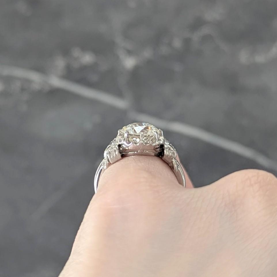 Mid-Century 2.00 CTW Diamond Platinum Vintage Bow Engagement Ring