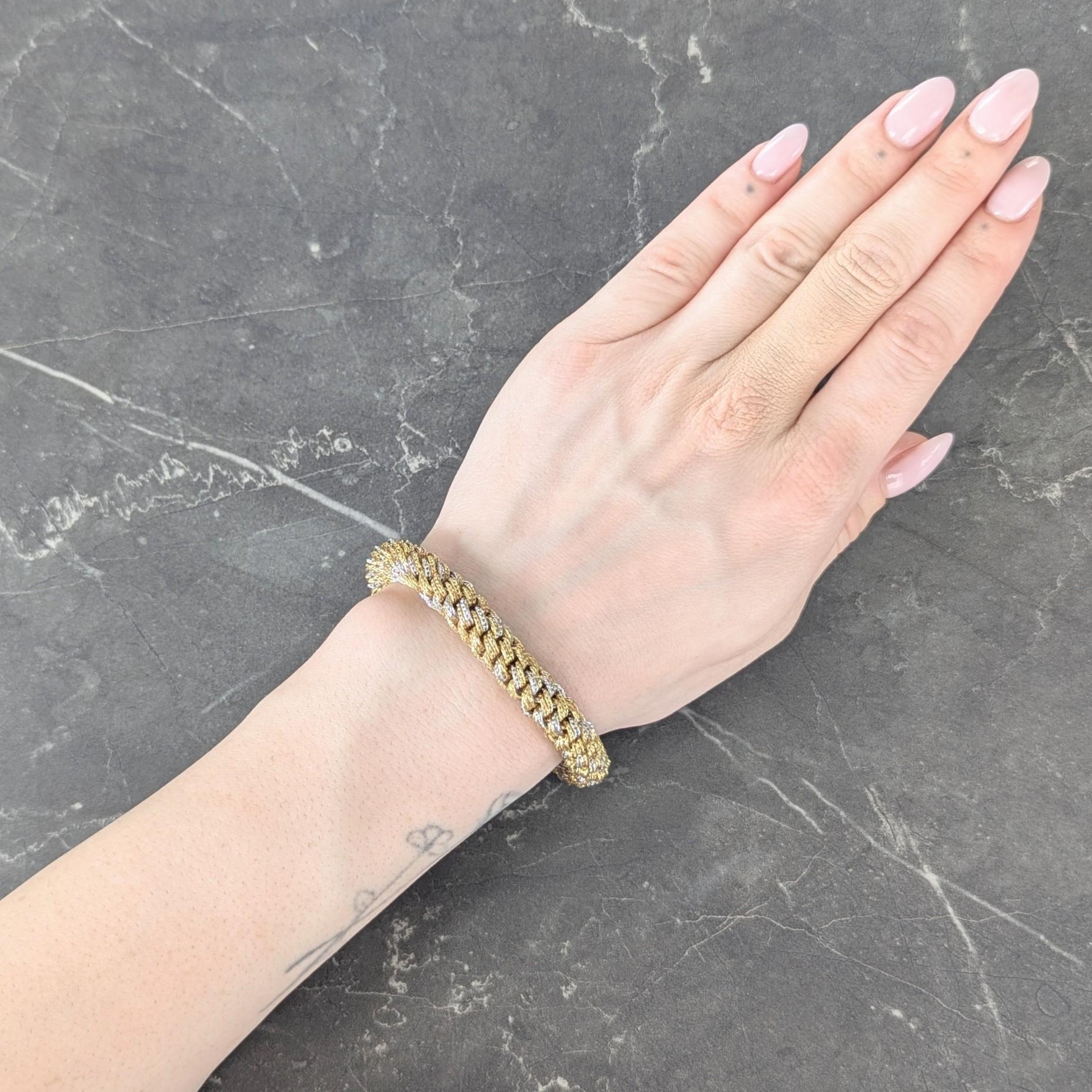 Tiffany & Co. 1960's 18 Karat Two-Tone Gold Vintage Woven Rope Chain Bracelet