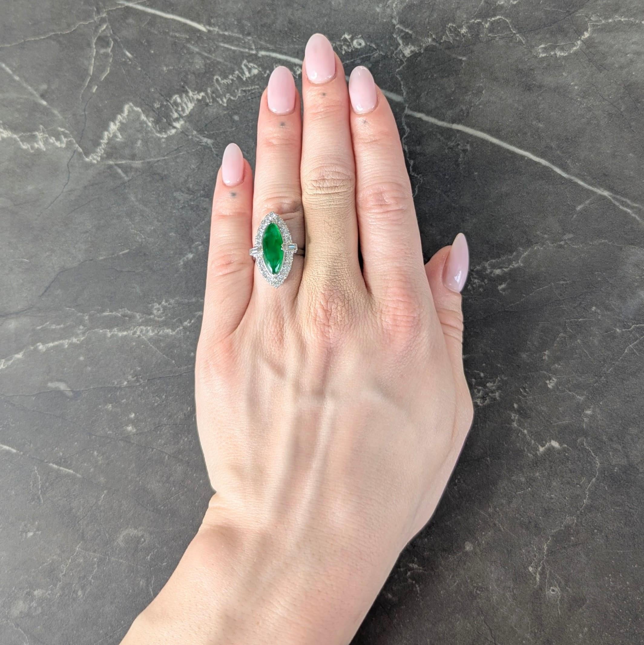 Mid-Century Jade Diamond Platinum Vintage Navette Halo Ring