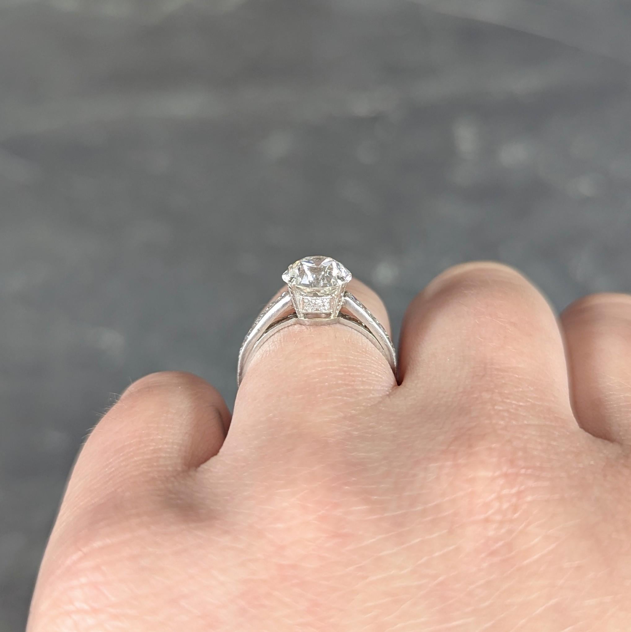 Art Deco 2.05 CTW Old European Cut Diamond Platinum Vintage Engagement Ring