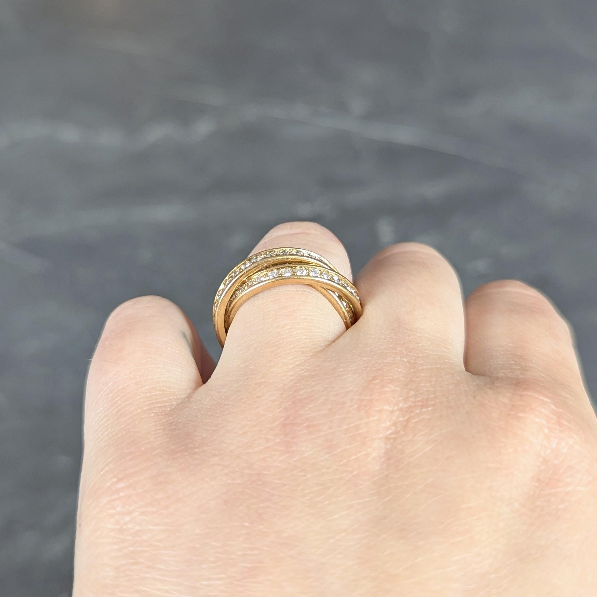 Cartier Paris 1960's 2.88 CTW Diamond 18K Gold Vintage Rolling Trinity Band Ring