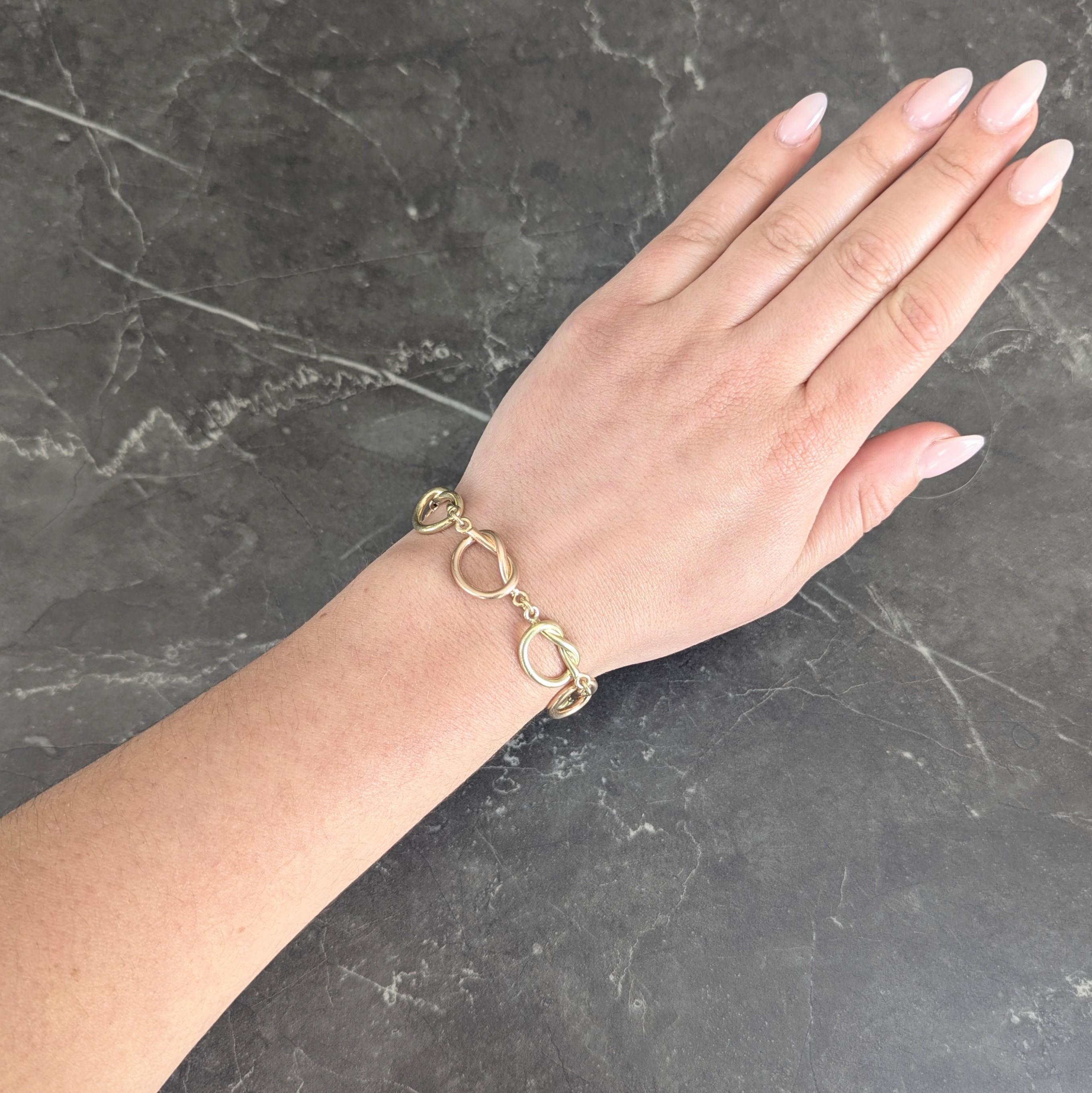 Retro 14 Karat Two-Tone Rose Yellow Gold Vintage Love Knot Bracelet