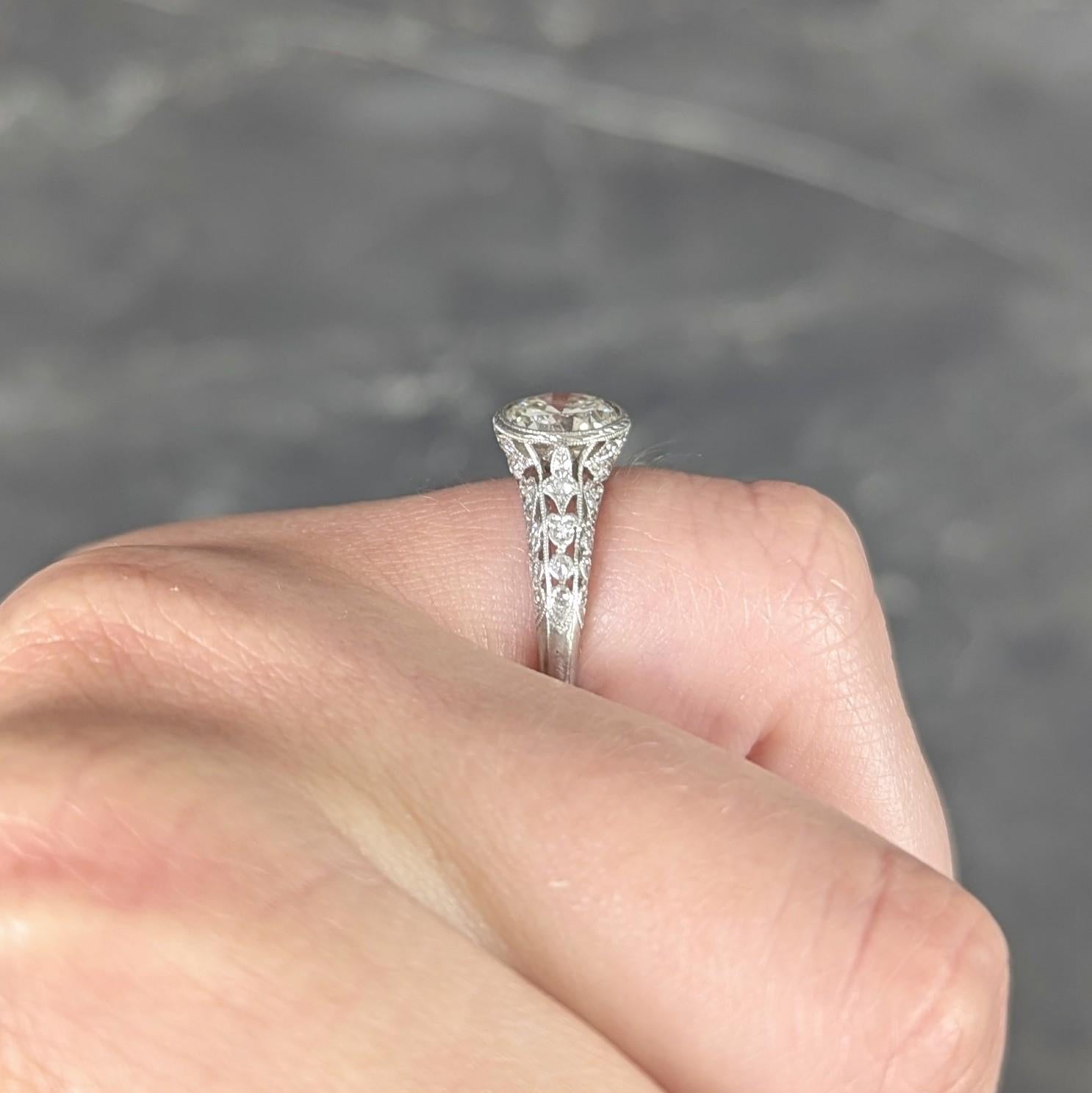 Edwardian 1.55 CTW Diamond Platinum Antique Lily-Of-The-Valley Engagement Ring