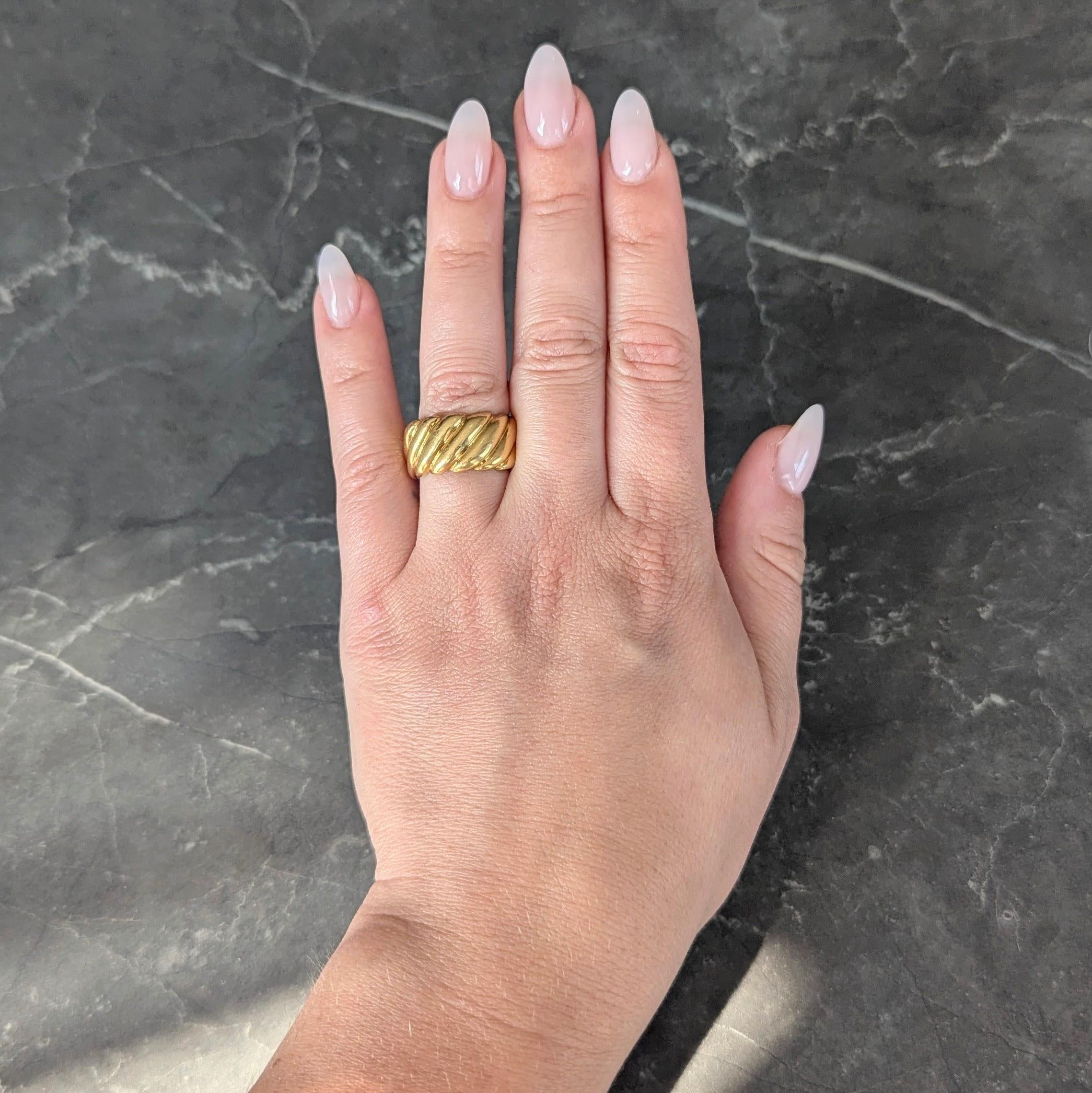 1980's 18 Karat Yellow Gold Puffy Twist Vintage Wide Band Ring