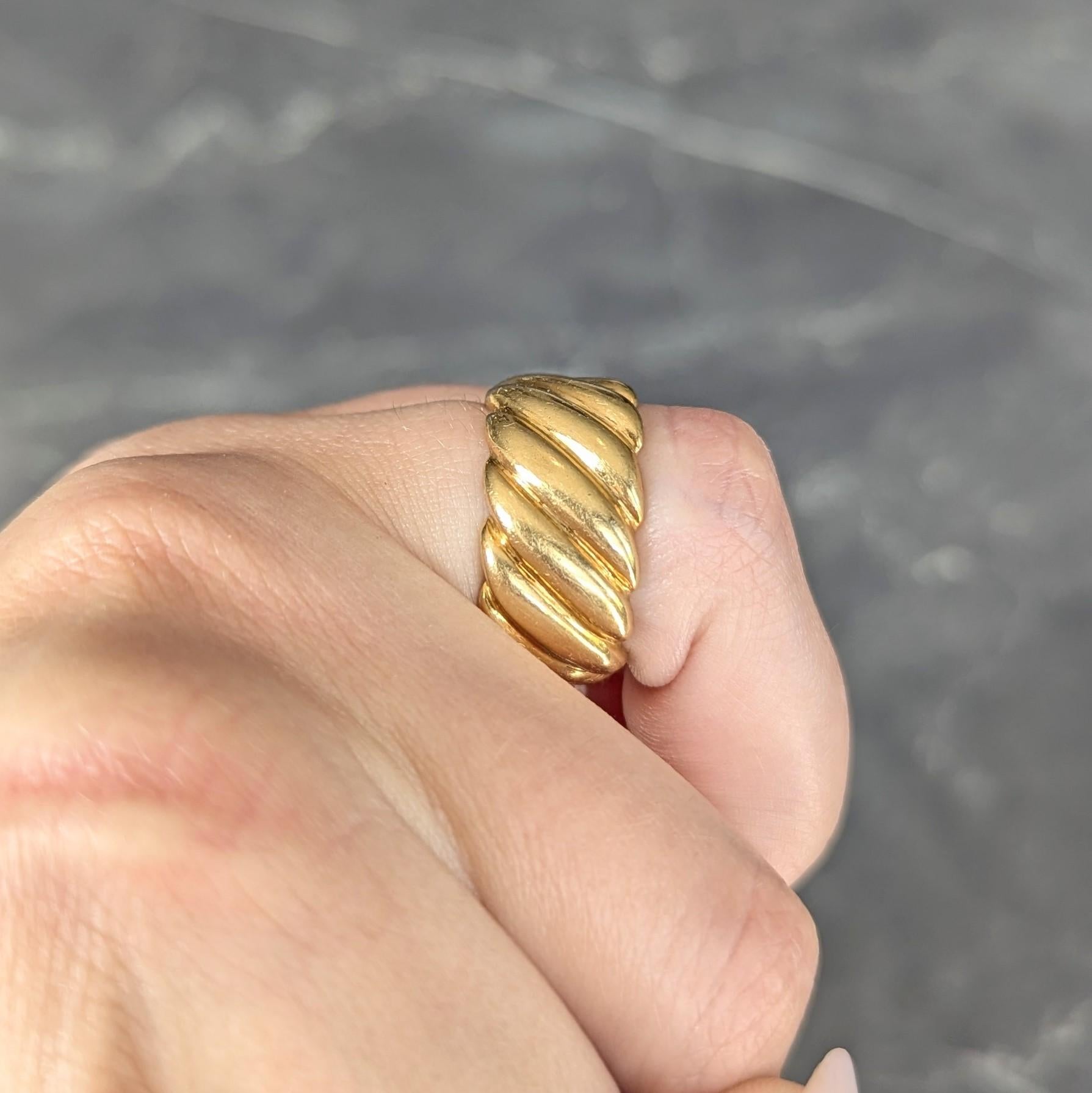 1980's 18 Karat Yellow Gold Puffy Twist Vintage Wide Band Ring