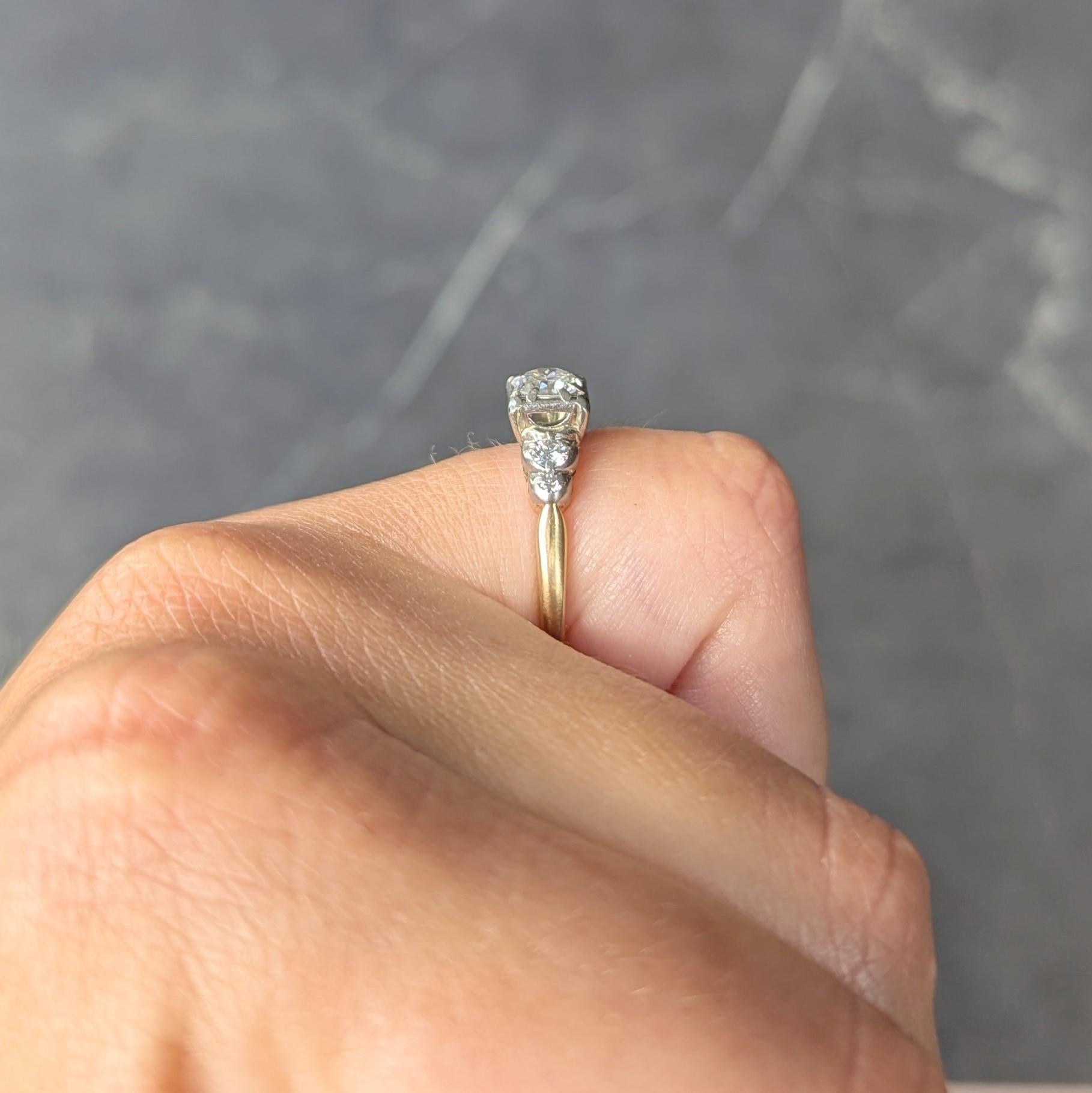 Jabel Retro Diamond 14K Yellow Gold Vintage Stepped Engagement Ring