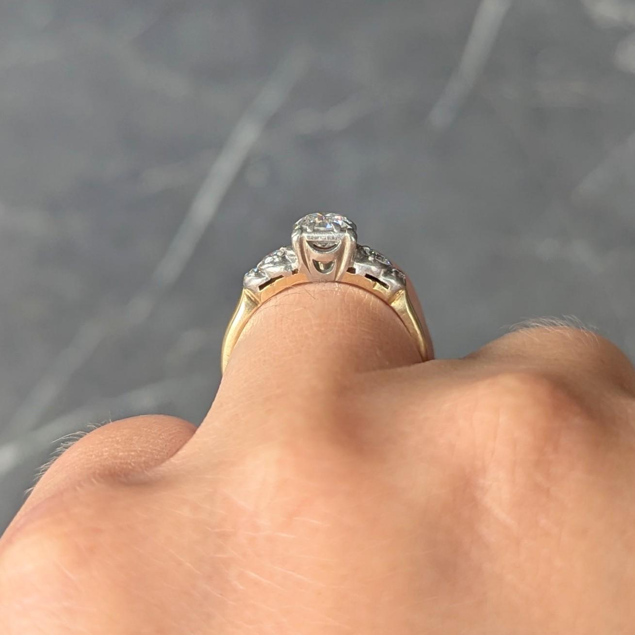 Jabel Retro Diamond 14K Yellow Gold Vintage Stepped Engagement Ring