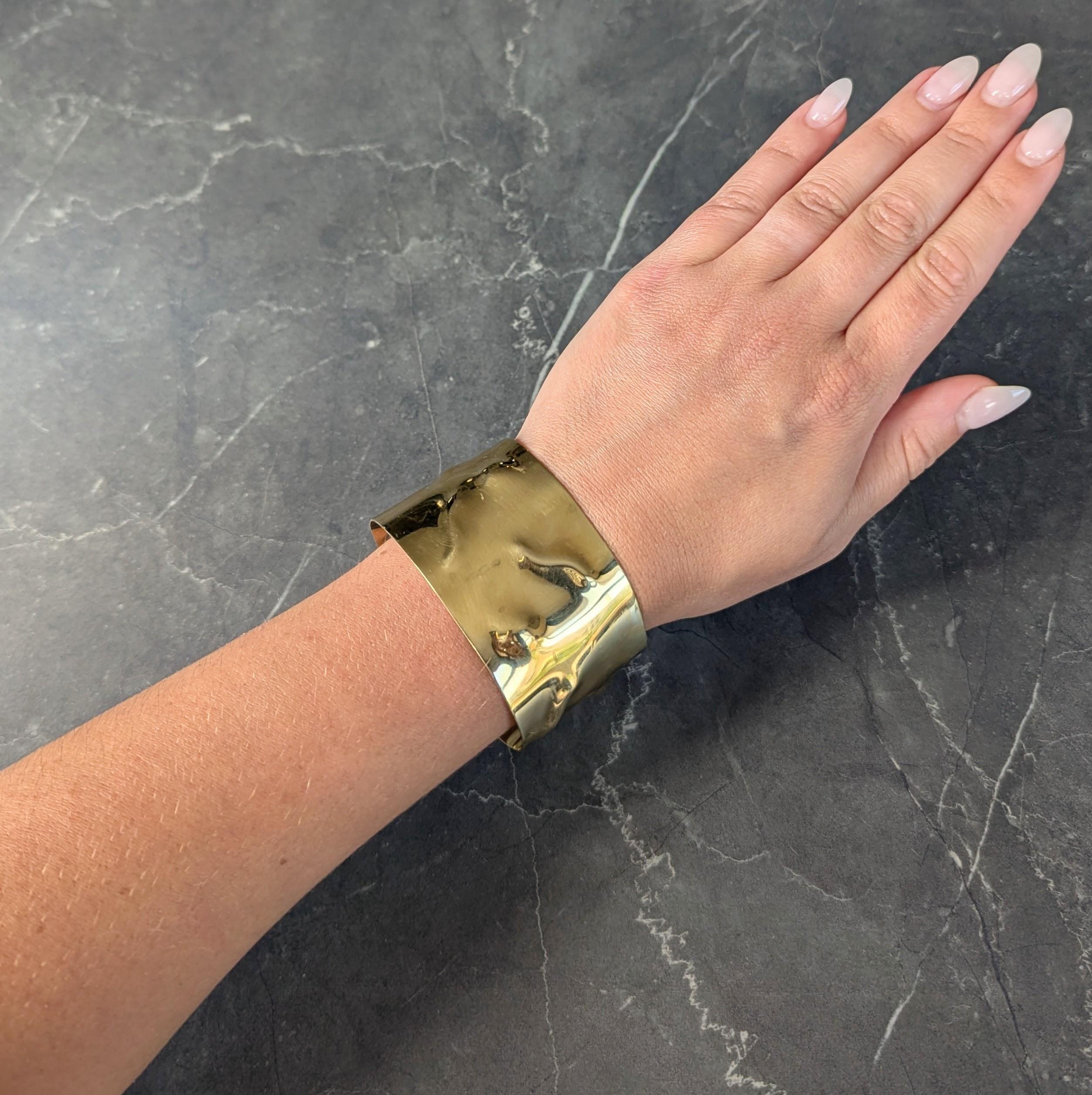 Cartier 1970's 18 Karat Yellow Gold Vintage Organic Textured Cuff Bracelet