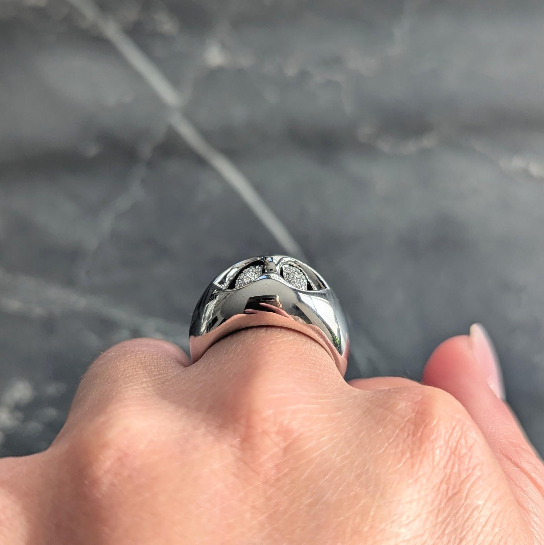 Bulgari Contemporary Diamond 18 Karat White Gold Domed Abbraccio Ring